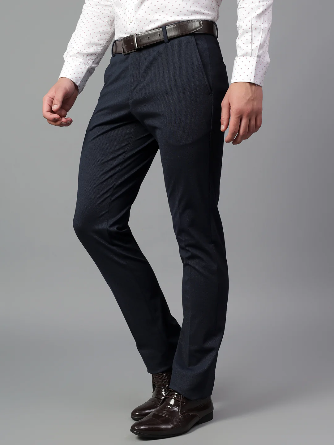 Formal Trouser for Men | Breathable & Soft with Color Fastness Regular Fit Terry Rayon Fabric Self Design Pattern Hook & Eye Closure - Image 4