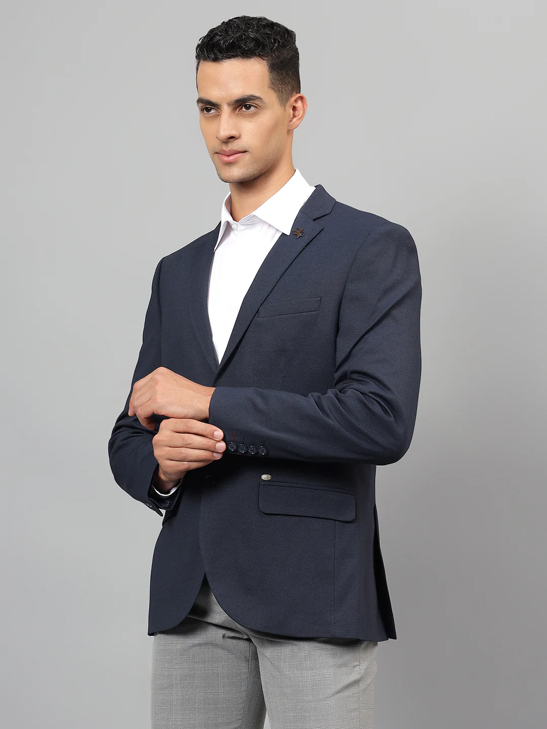 Blazer for Men | Premium Casual Blazer Slim Fit Notched Collar Terry Rayon Fabric Self Design Pattern - Image 4