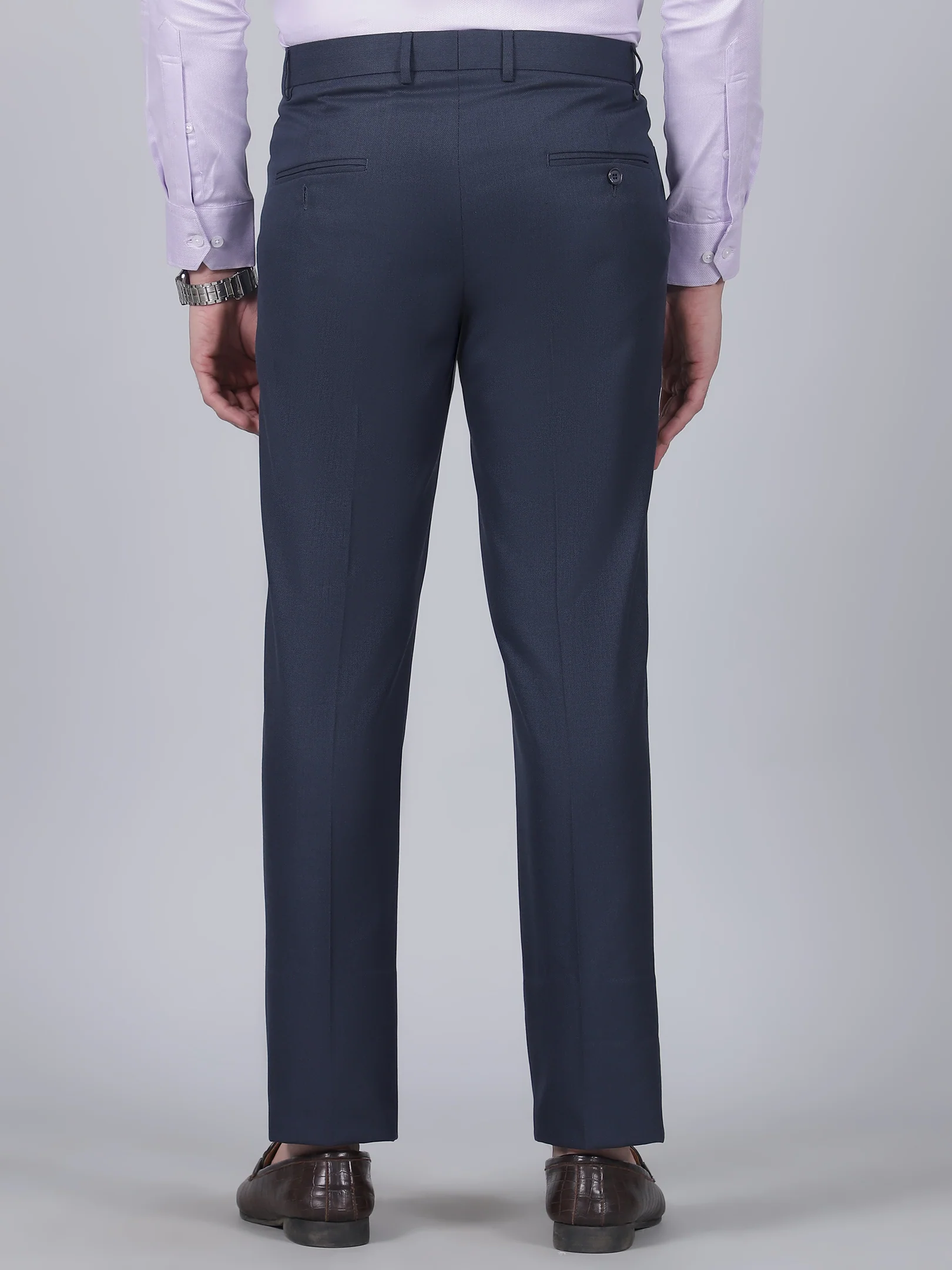 Formal Trouser for Men | Breathable & Soft with Color Fastness Regular Fit Poly Viscose Fabric Self Design Pattern Hook & Eye Closure - Image 5