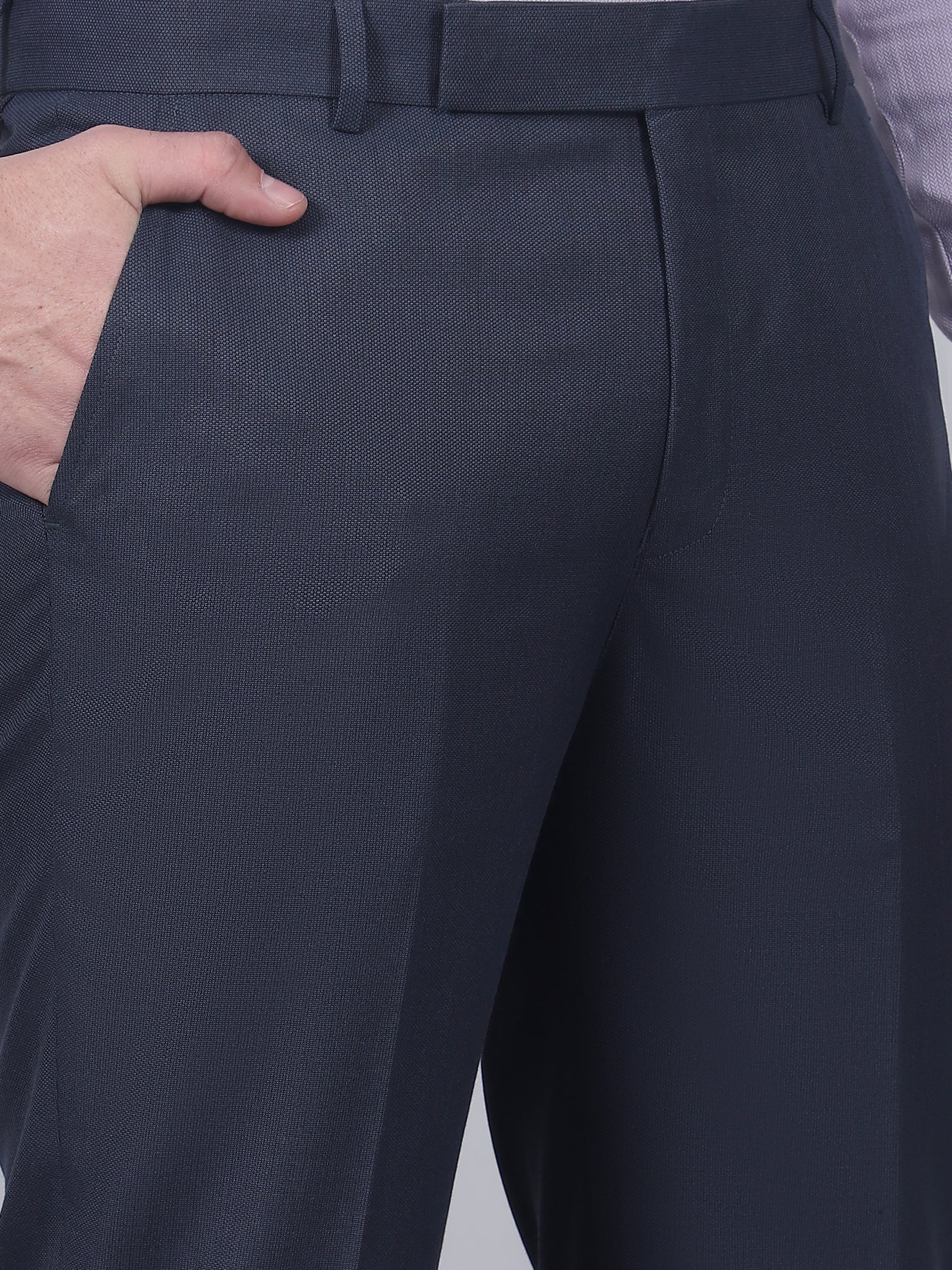 Formal Trouser for Men | Breathable & Soft with Color Fastness Regular Fit Poly Viscose Fabric Self Design Pattern Hook & Eye Closure - Image 6