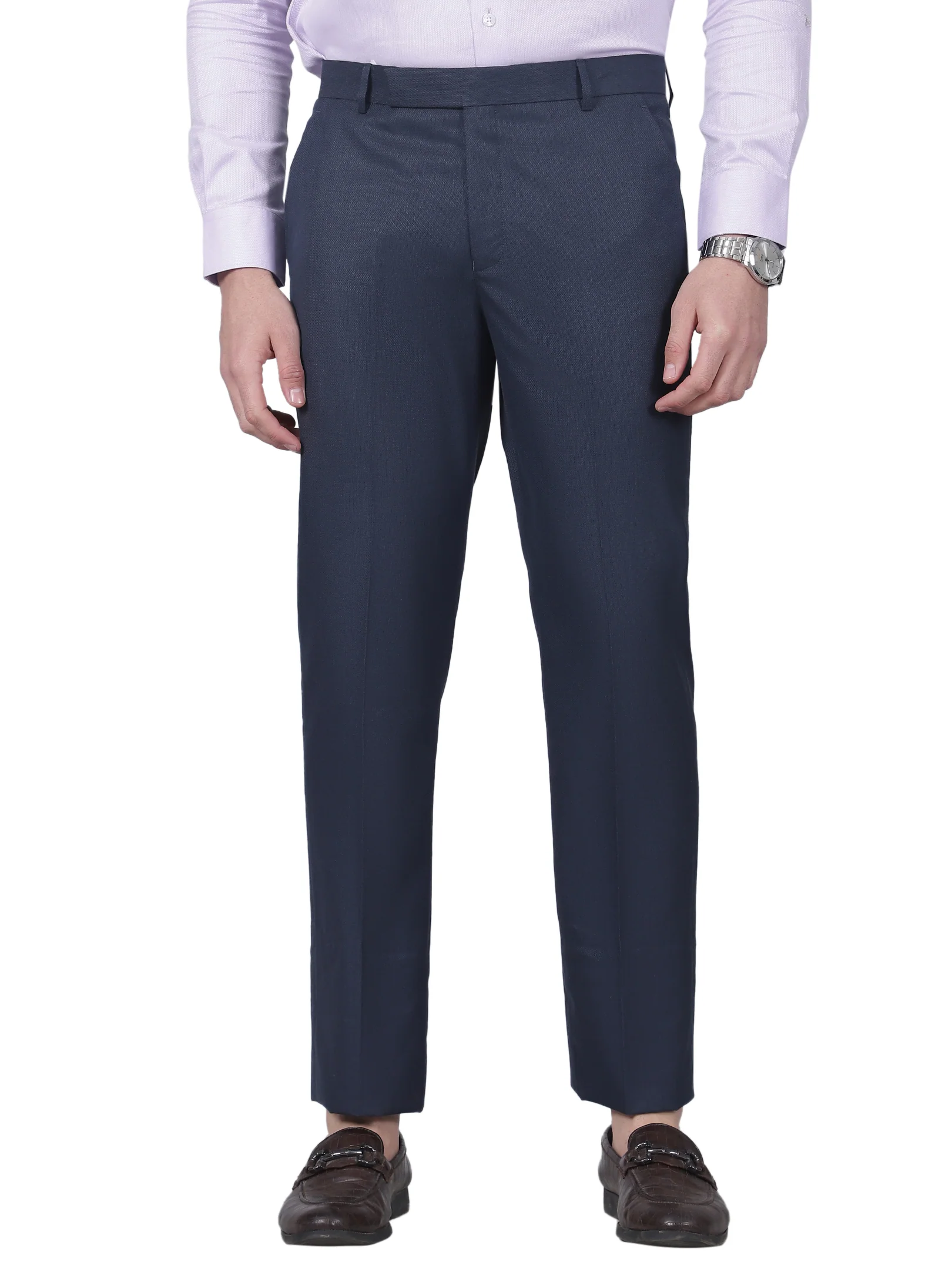 Formal Trouser for Men | Breathable & Soft with Color Fastness Regular Fit Poly Viscose Fabric Self Design Pattern Hook & Eye Closure - Image 7