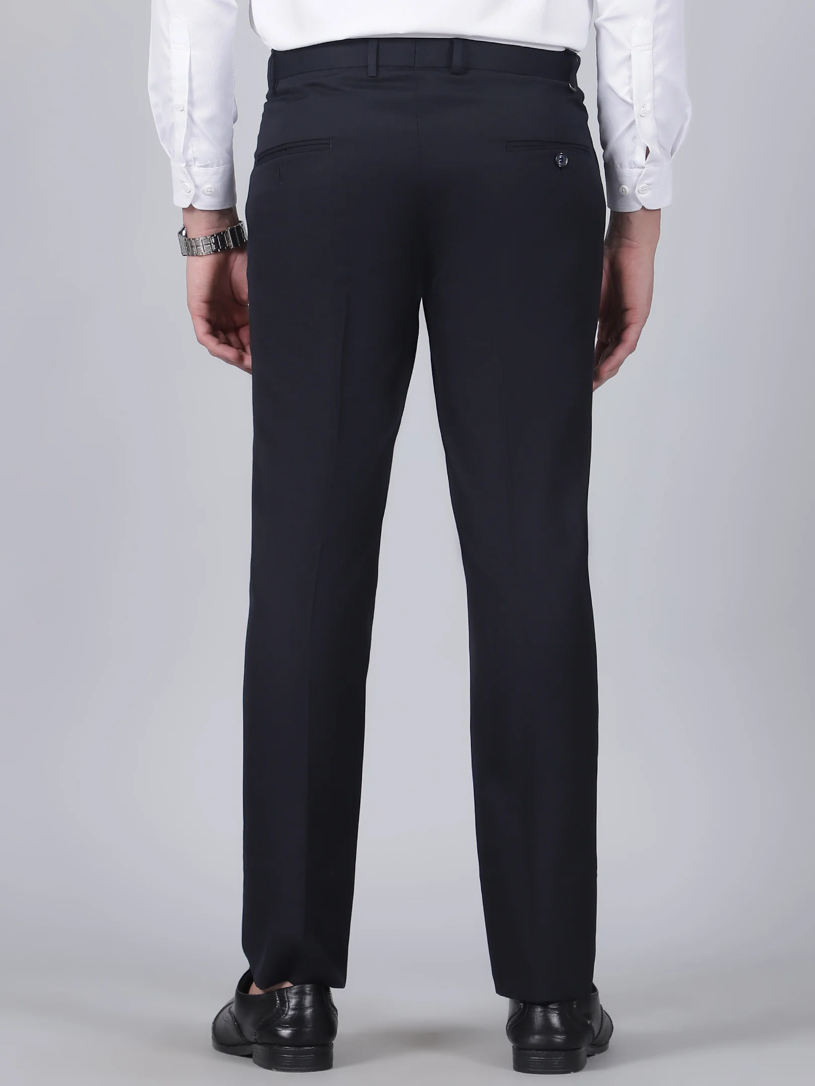 Formal Trouser for Men | Breathable & Soft with Color Fastness Regular Fit Poly Viscose Fabric Self Design Pattern Hook & Eye Closure - Image 5
