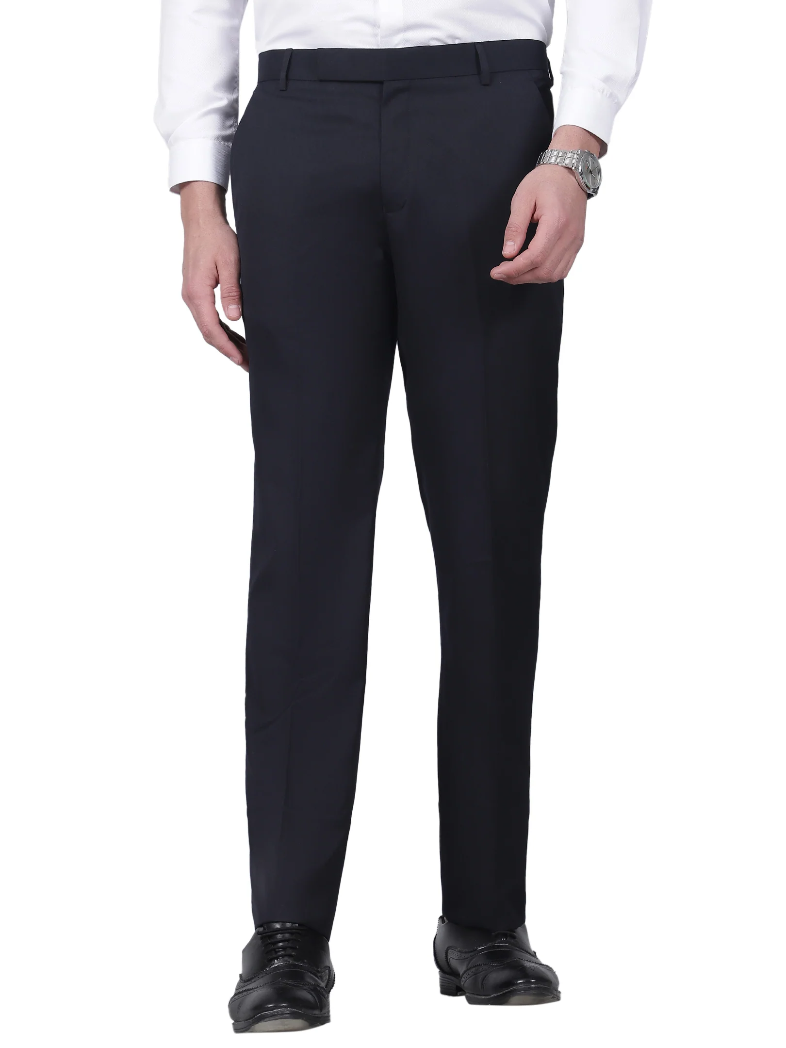 Formal Trouser for Men | Breathable & Soft with Color Fastness Regular Fit Poly Viscose Fabric Self Design Pattern Hook & Eye Closure - Image 6