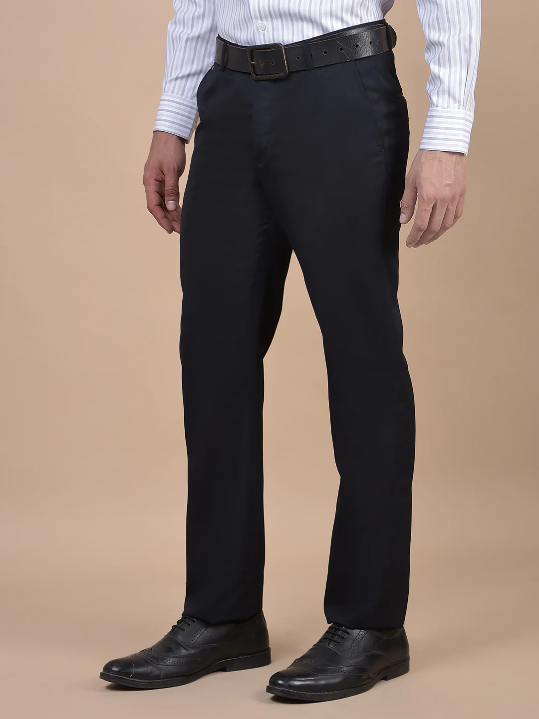 Formal Trouser for Men | Breathable & Soft with Color Fastness Regular Fit Poly Viscose Fabric Solid Pattern Hook & Eye Closure - Image 5