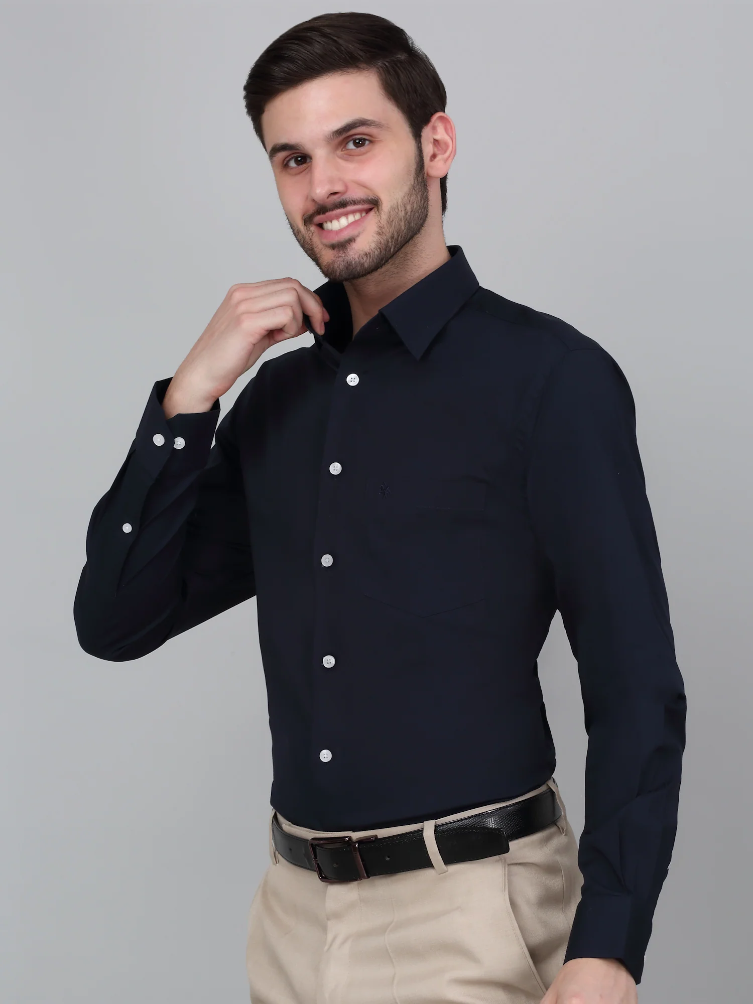 Formal Shirt for Men l Breathable & Soft with Color Fastness Regular Fit Spread Collar Neck Cotton Blend Fabric Solid Pattern - Image 4