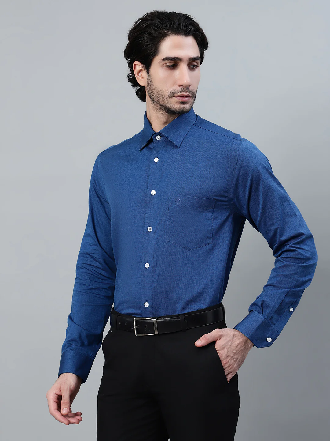 Formal Shirt for Men l Breathable & Soft with Color Fastness Regular Fit Spread Collar Neck Giza Cotton Fabric Solid Pattern - Image 3