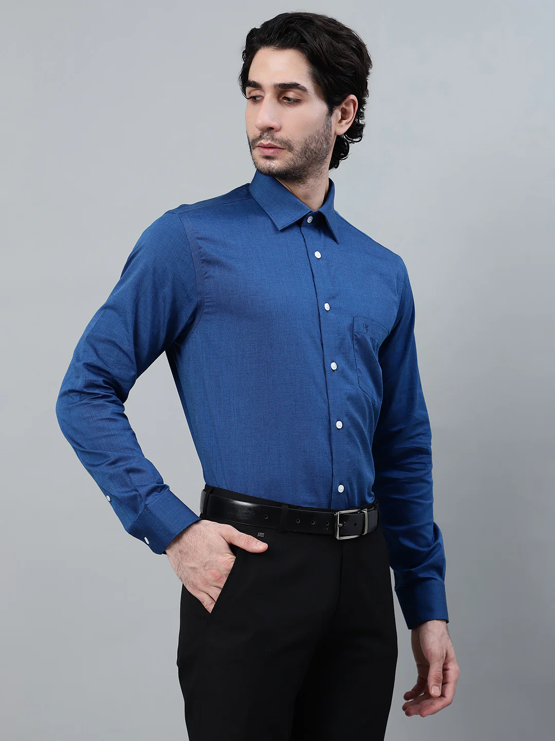 Formal Shirt for Men l Breathable & Soft with Color Fastness Regular Fit Spread Collar Neck Giza Cotton Fabric Solid Pattern - Image 4