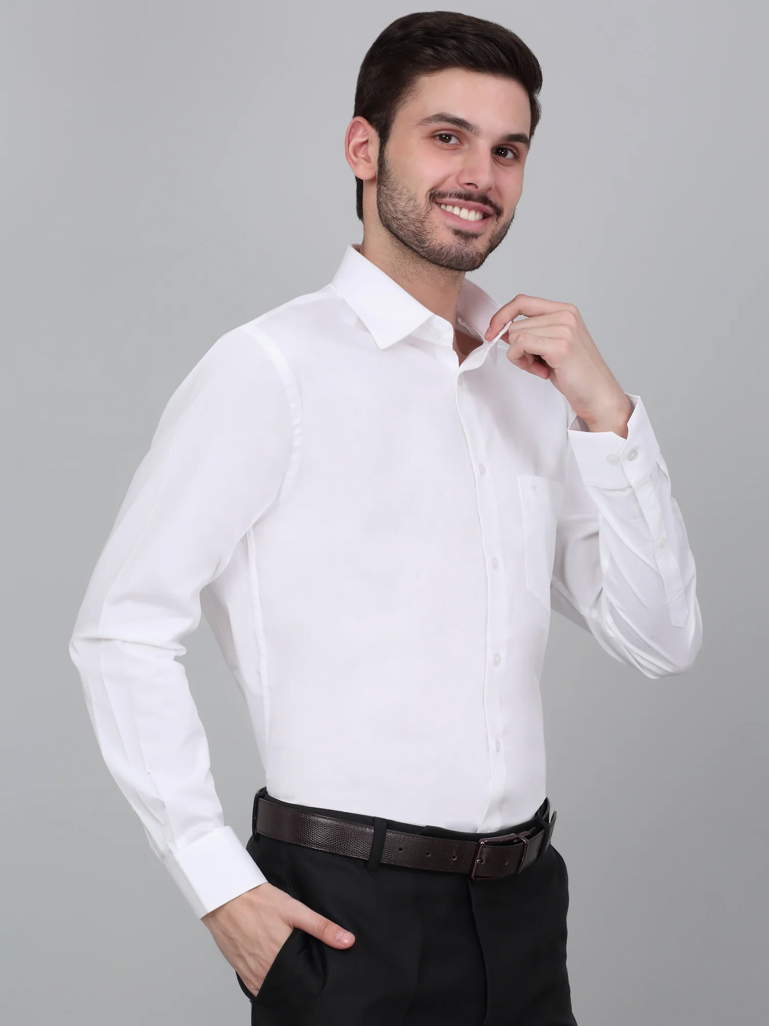 Formal Shirt for Men l Breathable & Soft with Color Fastness Regular Fit Spread Collar Neck Cotton Blend Fabric Solid Pattern - Image 3