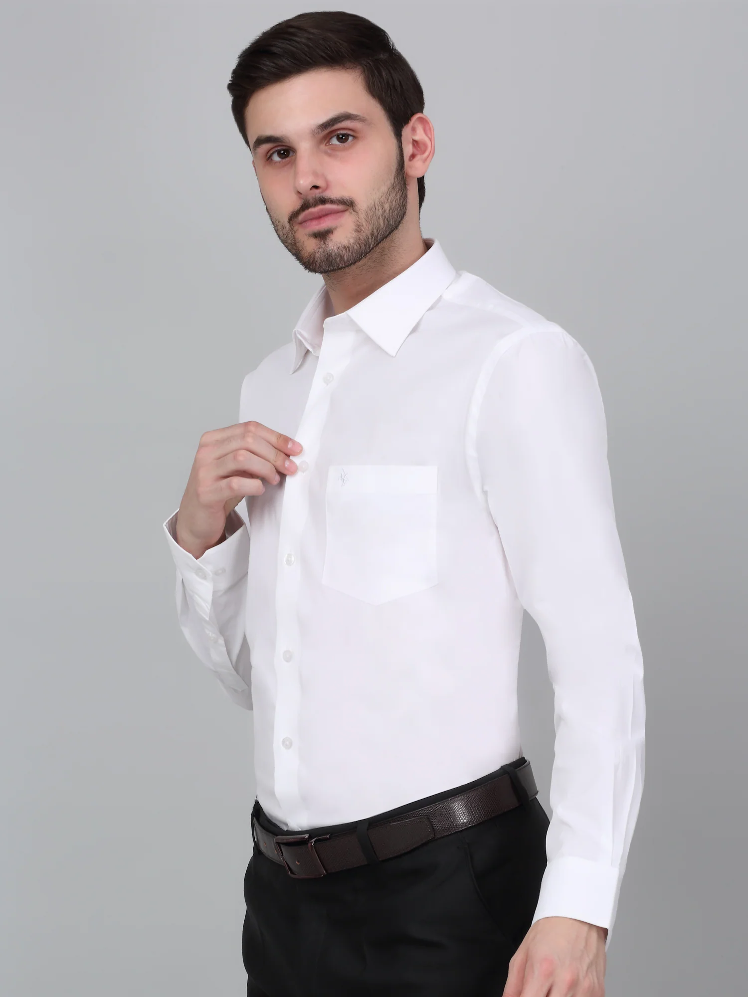 Formal Shirt for Men l Breathable & Soft with Color Fastness Regular Fit Spread Collar Neck Cotton Blend Fabric Solid Pattern - Image 4