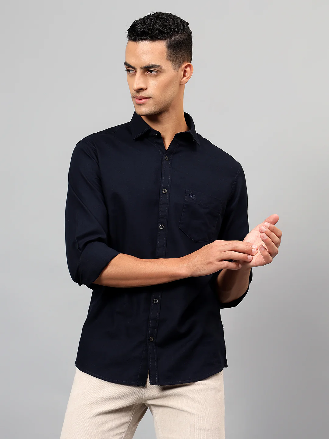 Casual Shirt for Men | Breathable & Soft with Color Fastness Regular Fit Spread Collar Neck Cotton Fabric Solid Pattern - Image 3