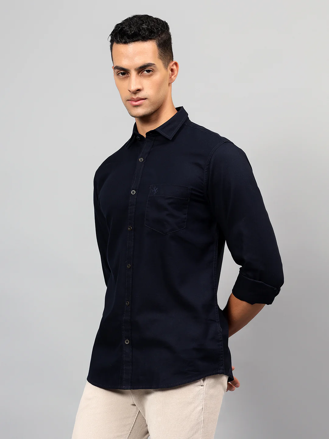 Casual Shirt for Men | Breathable & Soft with Color Fastness Regular Fit Spread Collar Neck Cotton Fabric Solid Pattern - Image 4