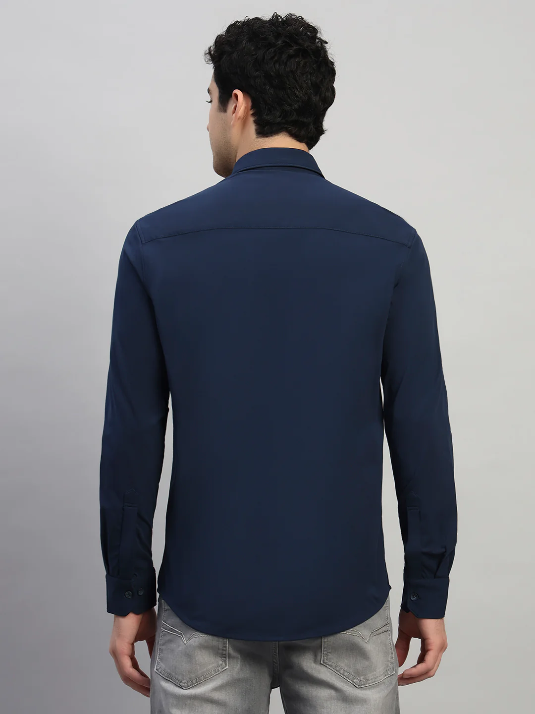 Casual Shirt for Men | Breathable & Soft with Color Fastness Regular Fit Spread Collar Neck Polyester Fabric Solid Pattern - Image 2
