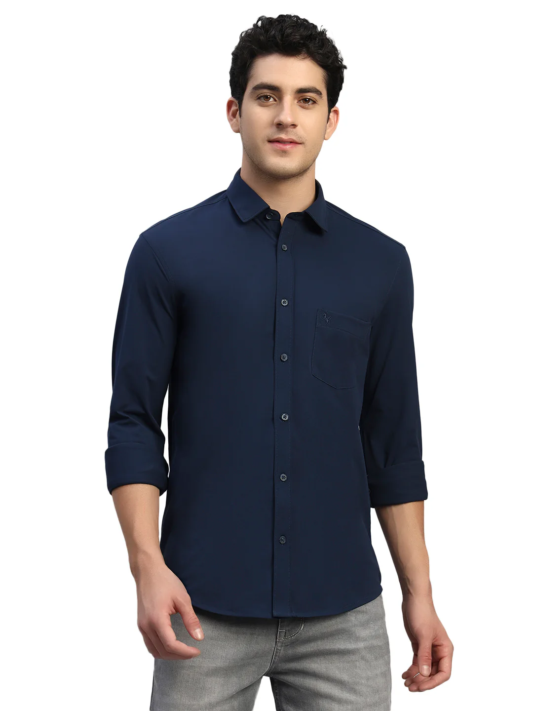 Casual Shirt for Men | Breathable & Soft with Color Fastness Regular Fit Spread Collar Neck Polyester Fabric Solid Pattern - Image 3
