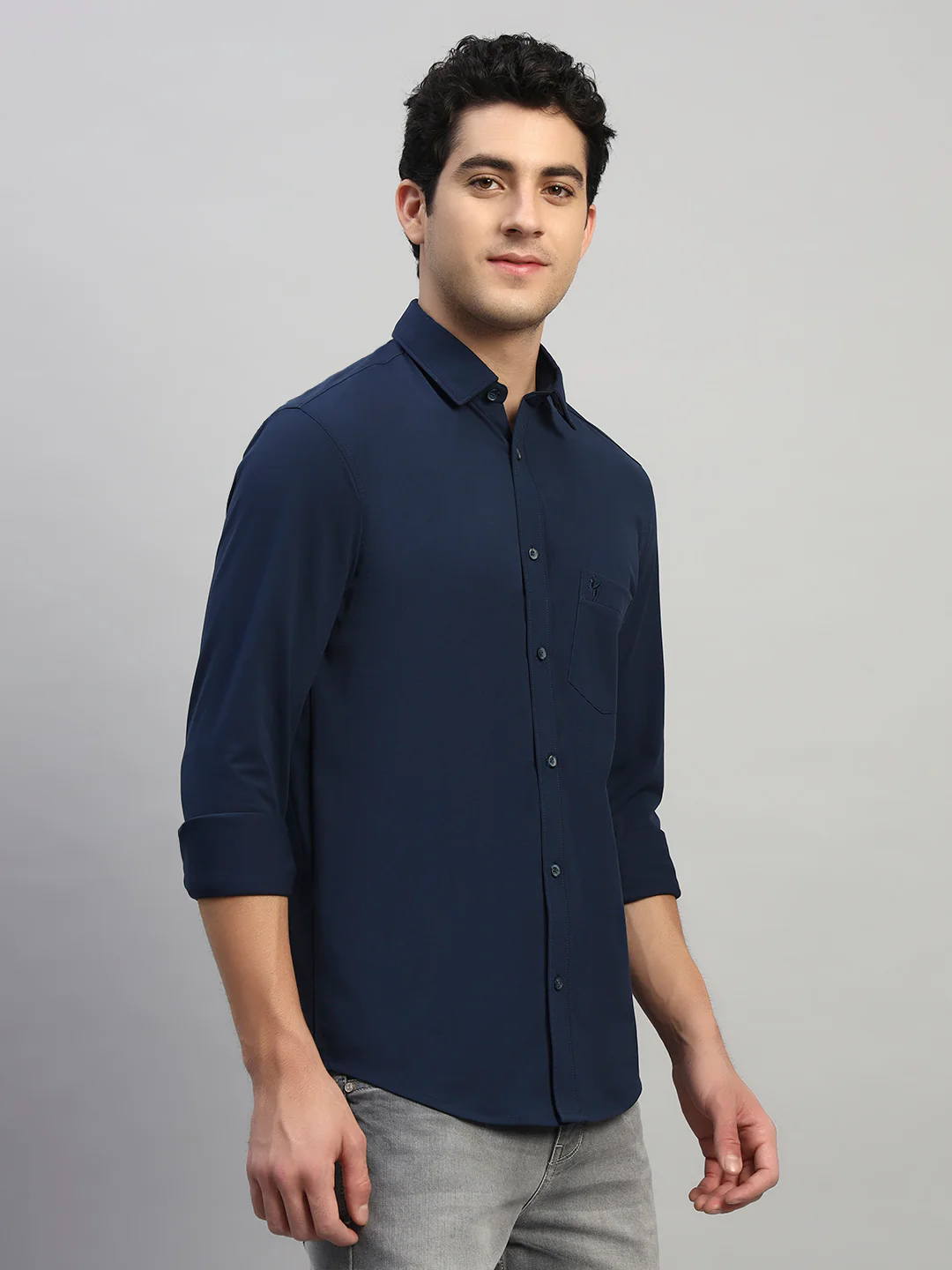 Casual Shirt for Men | Breathable & Soft with Color Fastness Regular Fit Spread Collar Neck Polyester Fabric Solid Pattern - Image 5