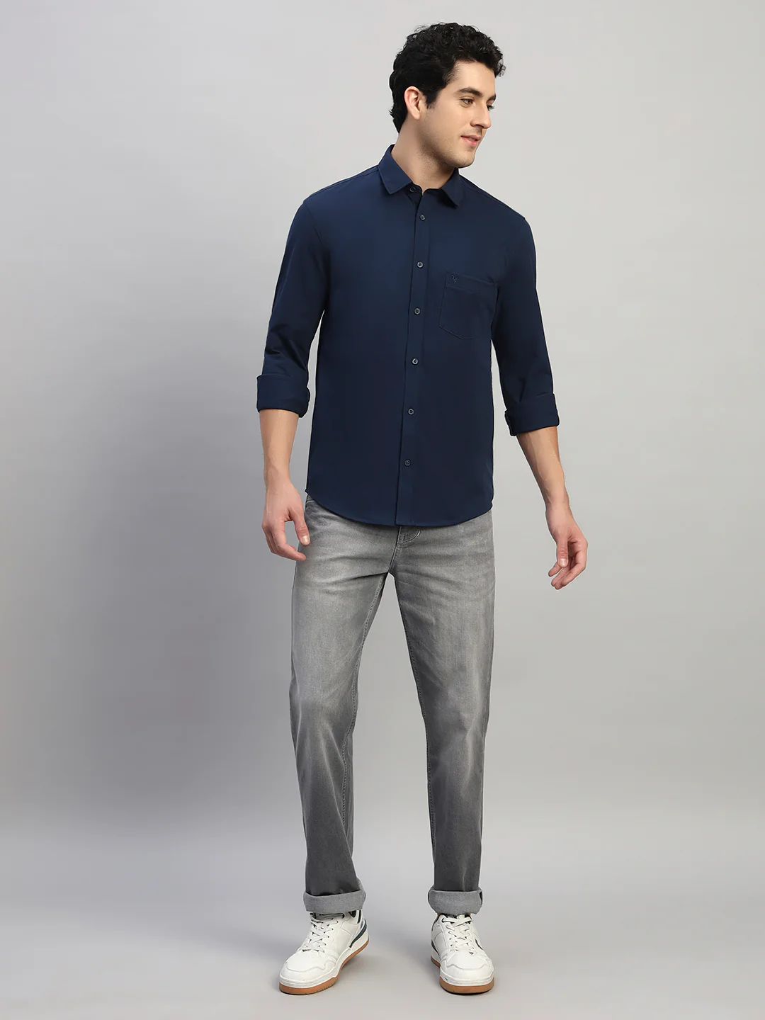 Casual Shirt for Men | Breathable & Soft with Color Fastness Regular Fit Spread Collar Neck Polyester Fabric Solid Pattern - Image 6