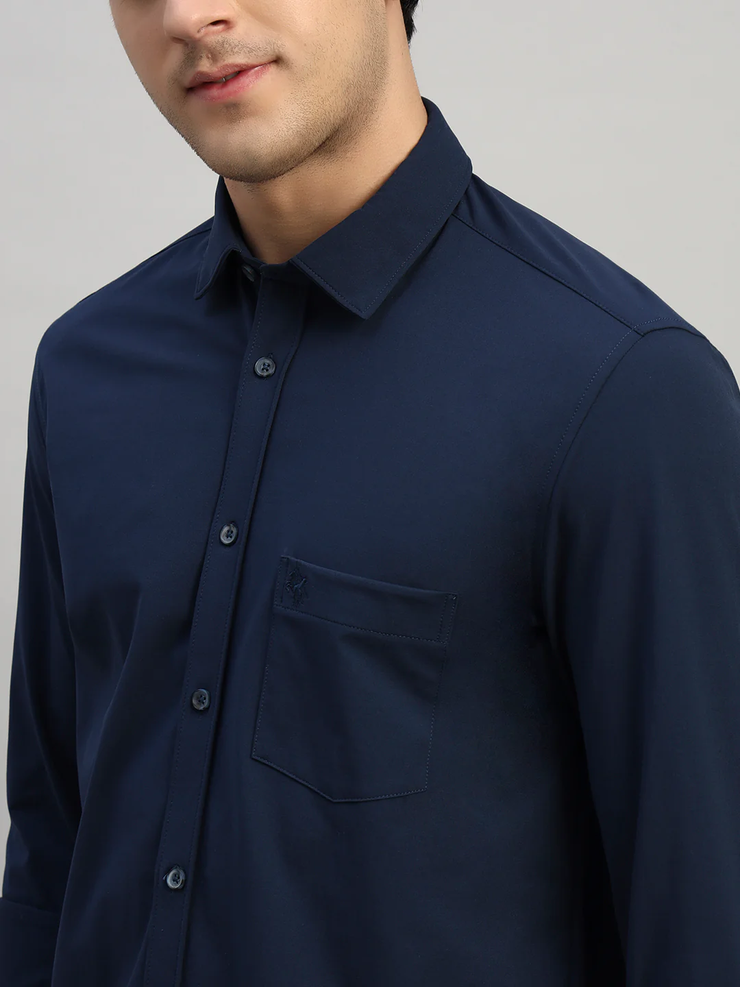 Casual Shirt for Men | Breathable & Soft with Color Fastness Regular Fit Spread Collar Neck Polyester Fabric Solid Pattern - Image 7