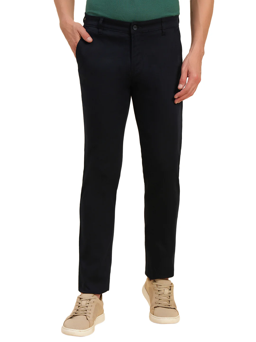 Casual Trouser for Men | Breathable & Soft with Color Fastness Regular Fit Poly Cotton Fabric Solid Pattern Button Closure - Image 2