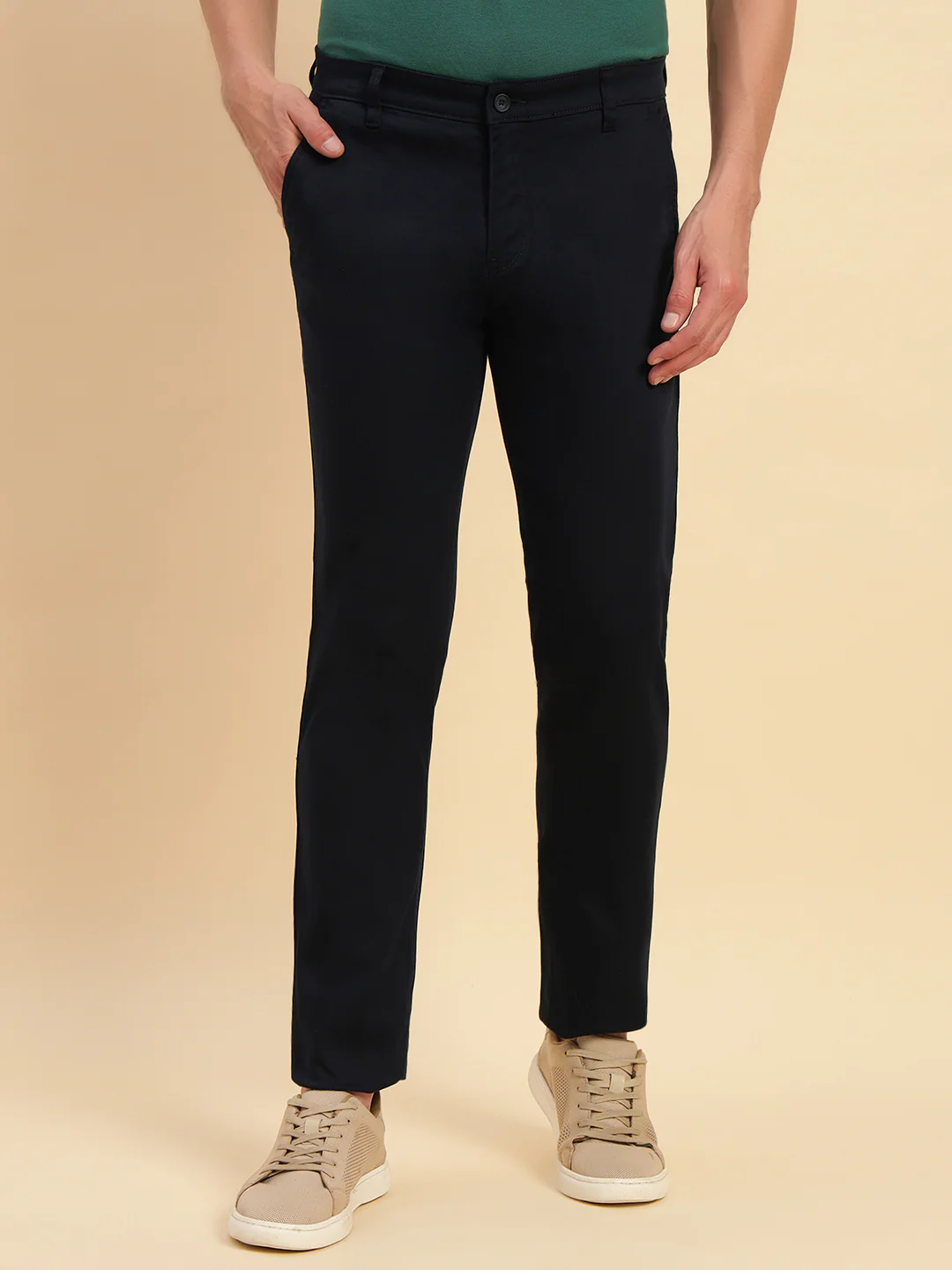 Casual Trouser for Men | Breathable & Soft with Color Fastness Regular Fit Poly Cotton Fabric Solid Pattern Button Closure - Image 3