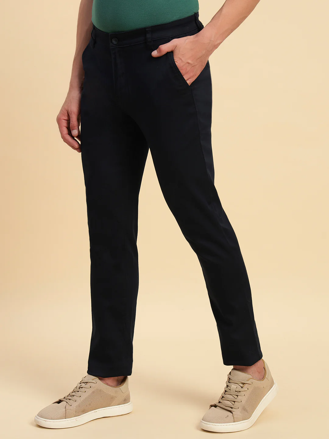 Casual Trouser for Men | Breathable & Soft with Color Fastness Regular Fit Poly Cotton Fabric Solid Pattern Button Closure - Image 4