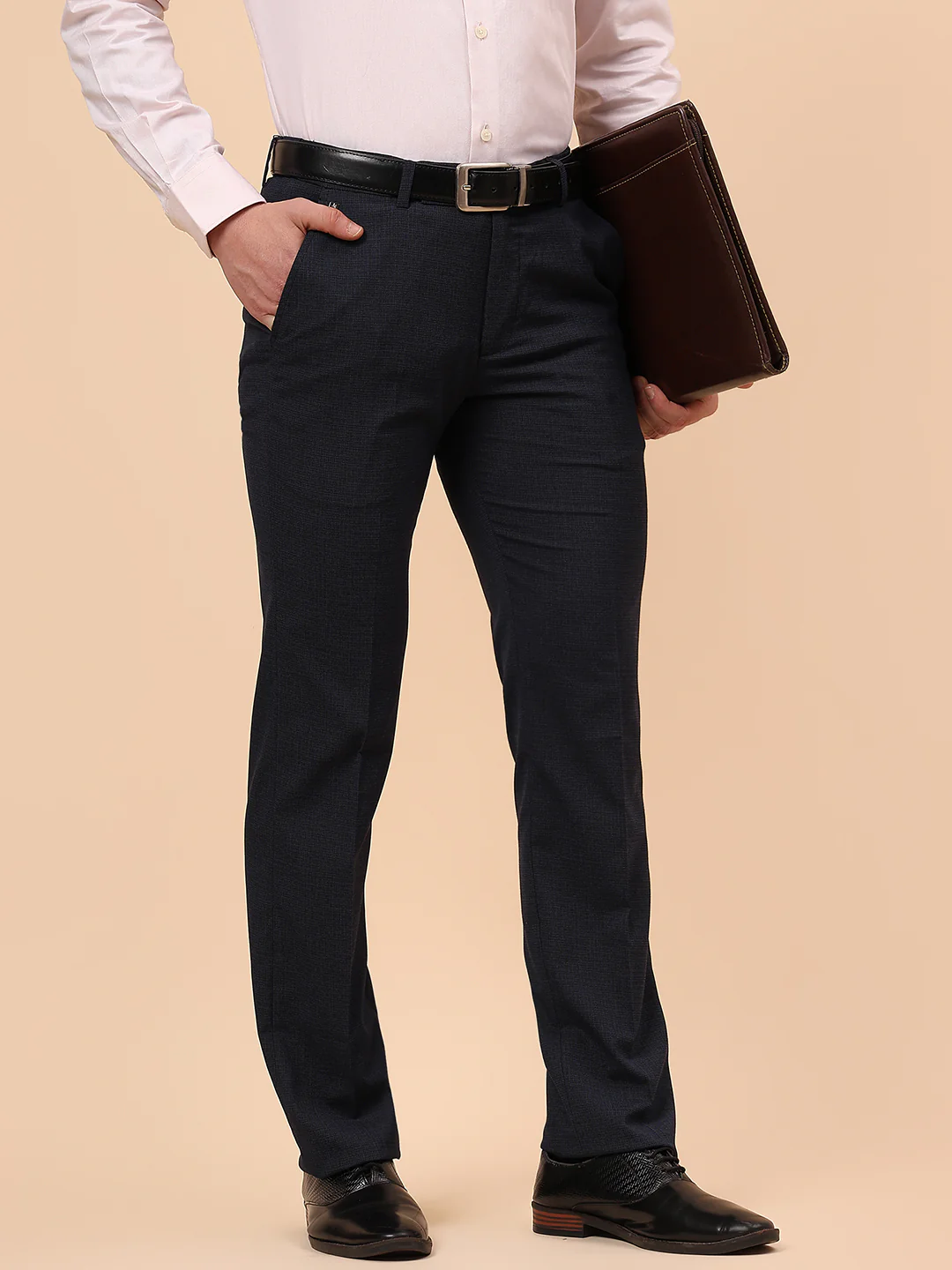 Formal Trouser for Men | Breathable & Soft with Color Fastness Regular Fit Poly Viscose Fabric Solid Pattern Hook & Eye Closure - Image 3