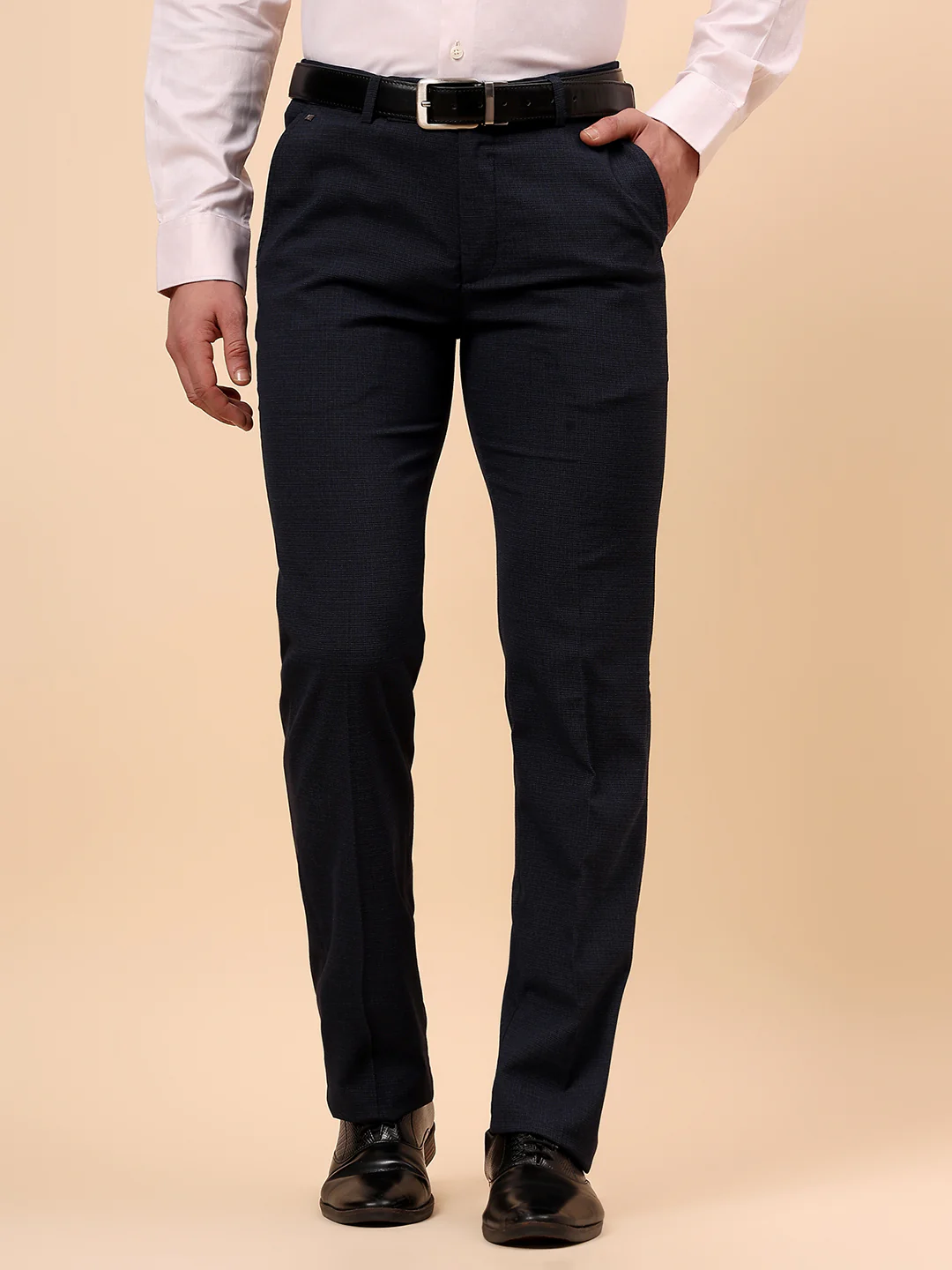 Formal Trouser for Men | Breathable & Soft with Color Fastness Regular Fit Poly Viscose Fabric Solid Pattern Hook & Eye Closure - Image 4