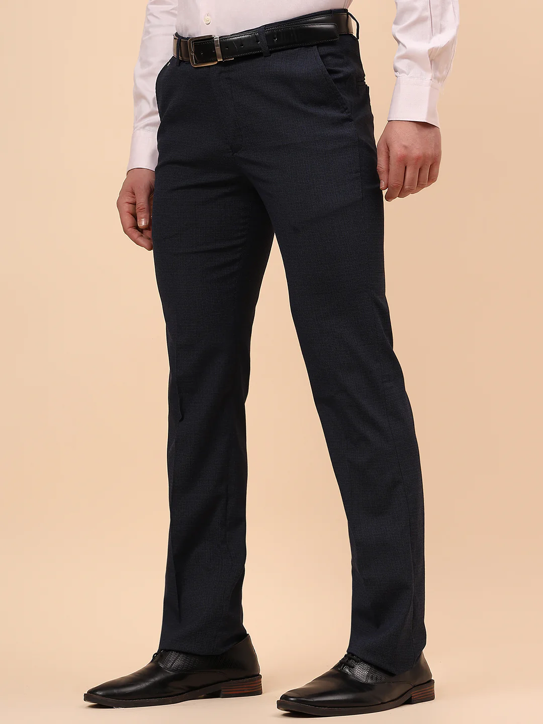 Formal Trouser for Men | Breathable & Soft with Color Fastness Regular Fit Poly Viscose Fabric Solid Pattern Hook & Eye Closure - Image 5