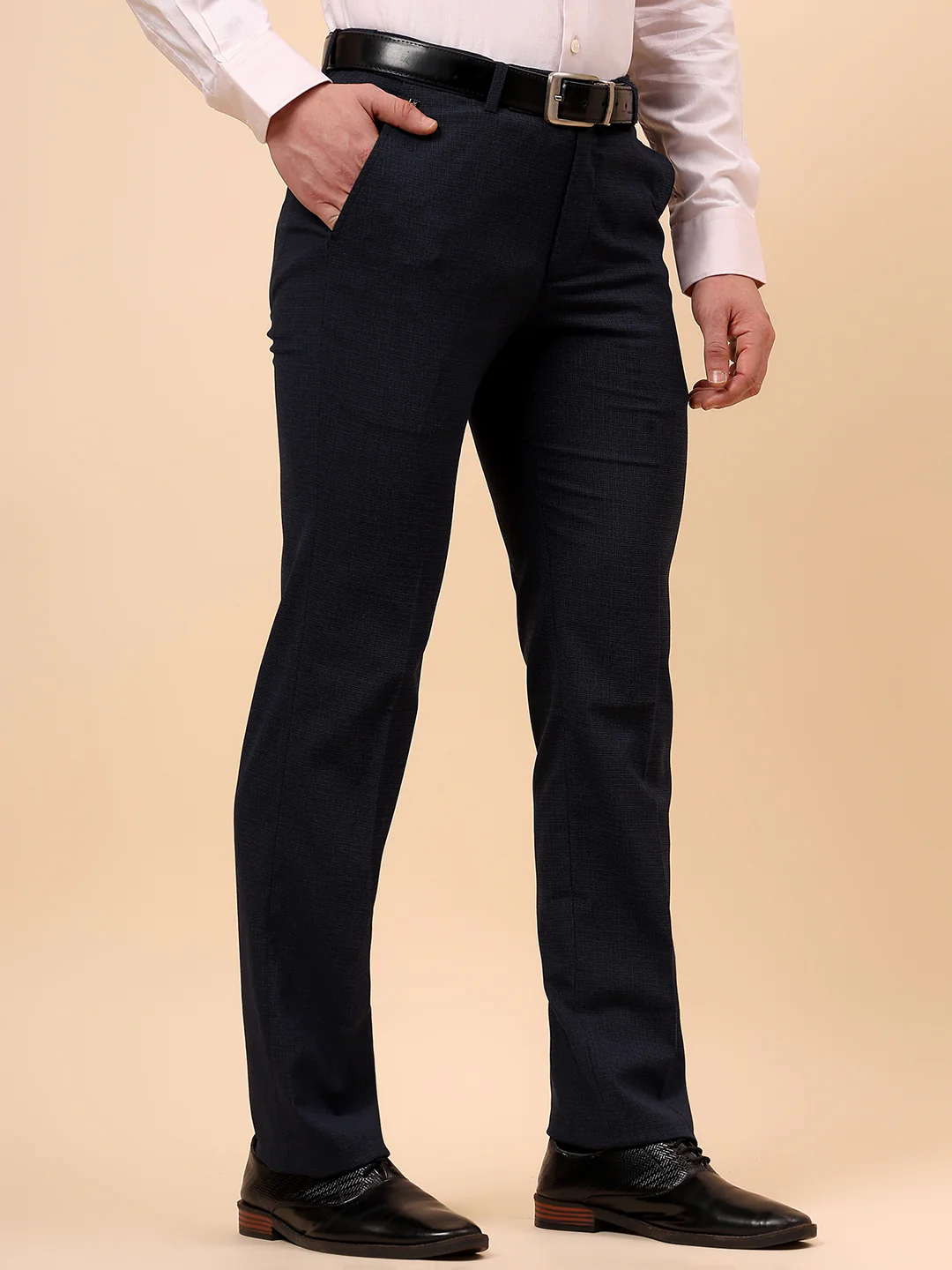 Formal Trouser for Men | Breathable & Soft with Color Fastness Regular Fit Poly Viscose Fabric Solid Pattern Hook & Eye Closure - Image 6