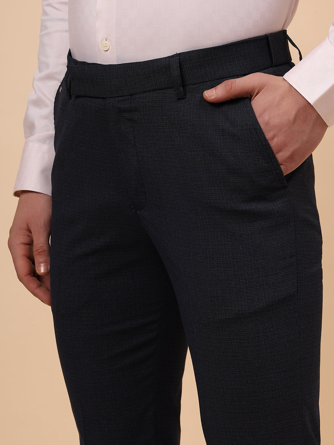 Formal Trouser for Men | Breathable & Soft with Color Fastness Regular Fit Poly Viscose Fabric Solid Pattern Hook & Eye Closure - Image 9