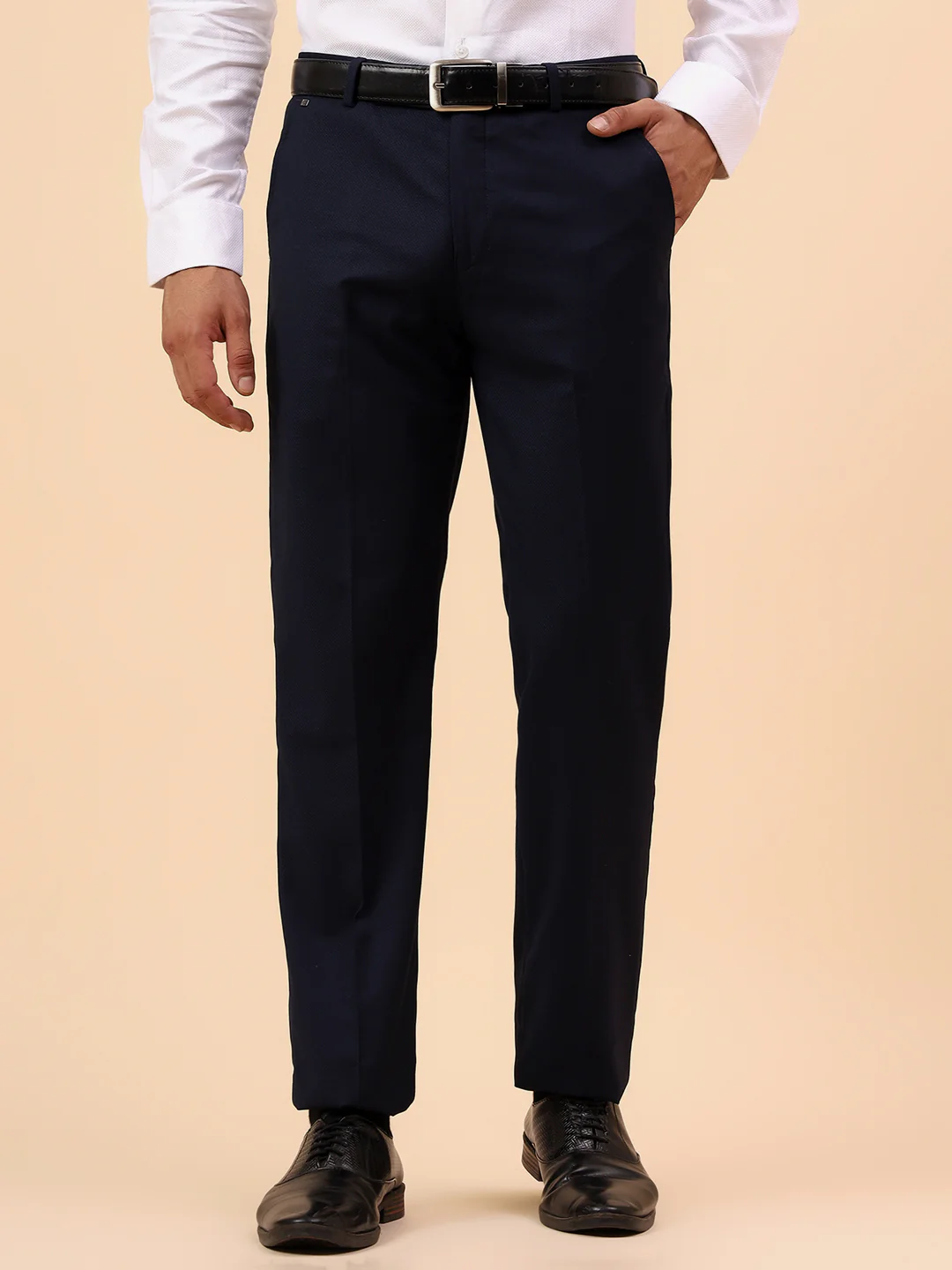 Formal Trouser for Men | Breathable & Soft with Color Fastness Regular Fit Terry Rayon Fabric Solid Pattern Hook & Eye Closure - Image 3