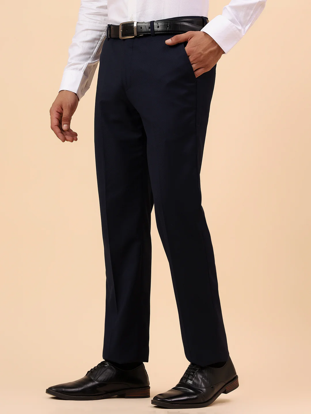 Formal Trouser for Men | Breathable & Soft with Color Fastness Regular Fit Terry Rayon Fabric Solid Pattern Hook & Eye Closure - Image 4