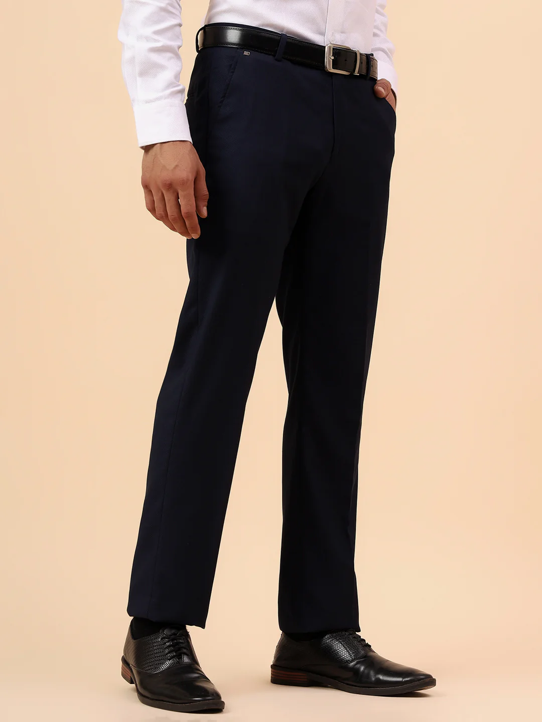 Formal Trouser for Men | Breathable & Soft with Color Fastness Regular Fit Terry Rayon Fabric Solid Pattern Hook & Eye Closure - Image 5