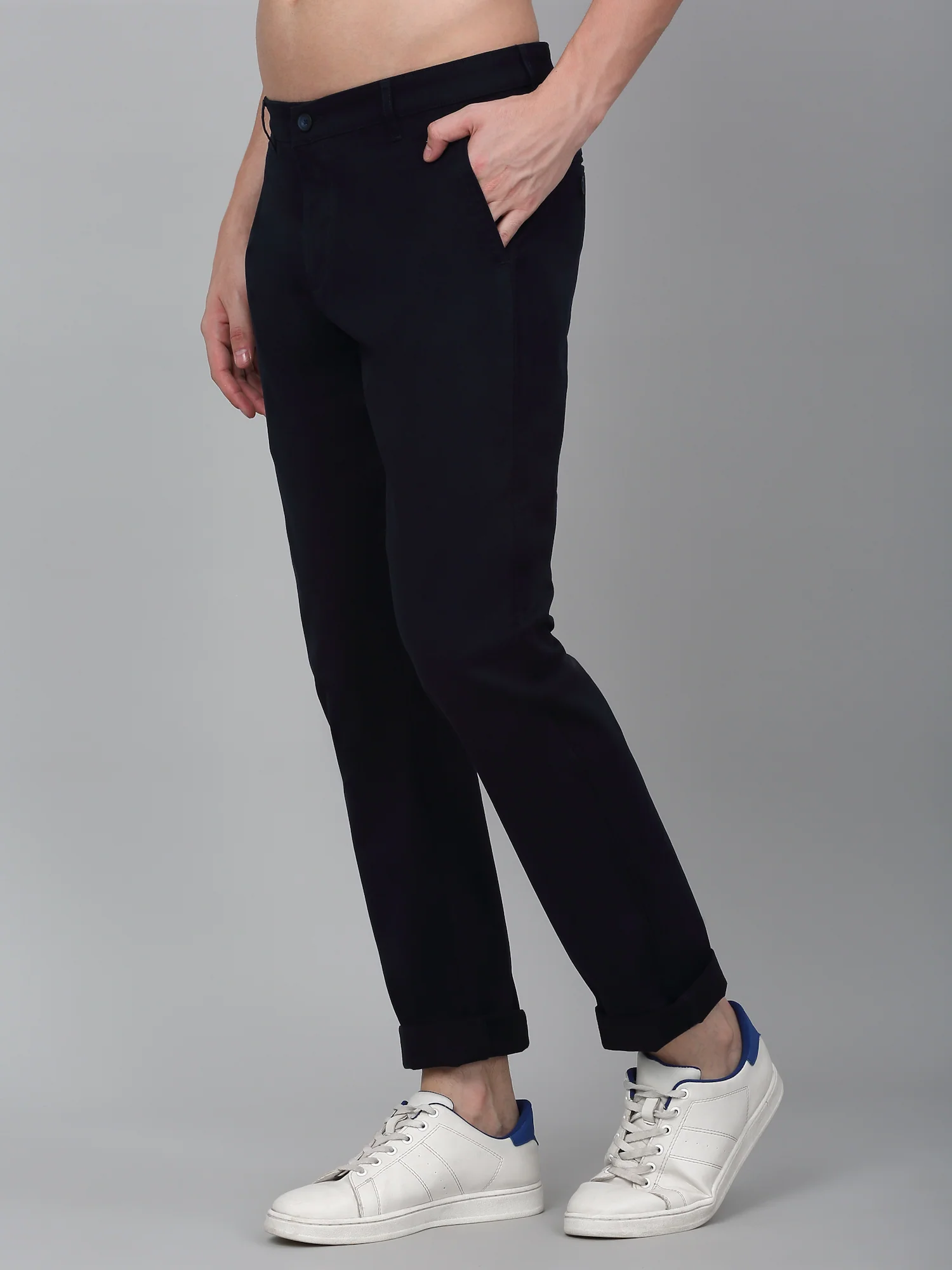 Casual Trouser for Men | Breathable & Soft with Color Fastness Regular Fit Cotton Blend Fabric Solid Pattern Button Closure - Image 3