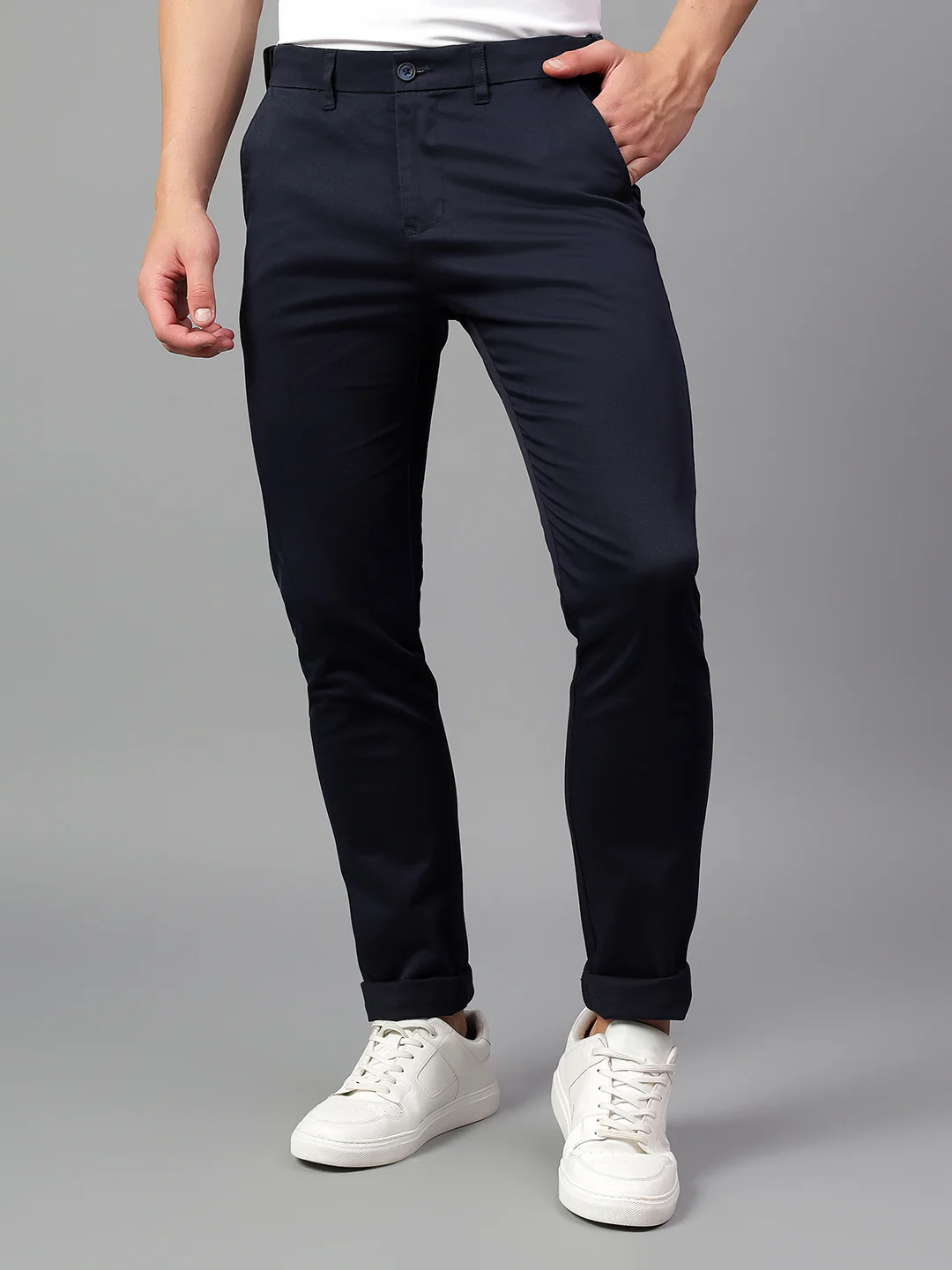 Casual Trouser for Men | Breathable & Soft with Color Fastness Regular Fit Cotton Blend Fabric Solid Pattern Button Closure - Image 2