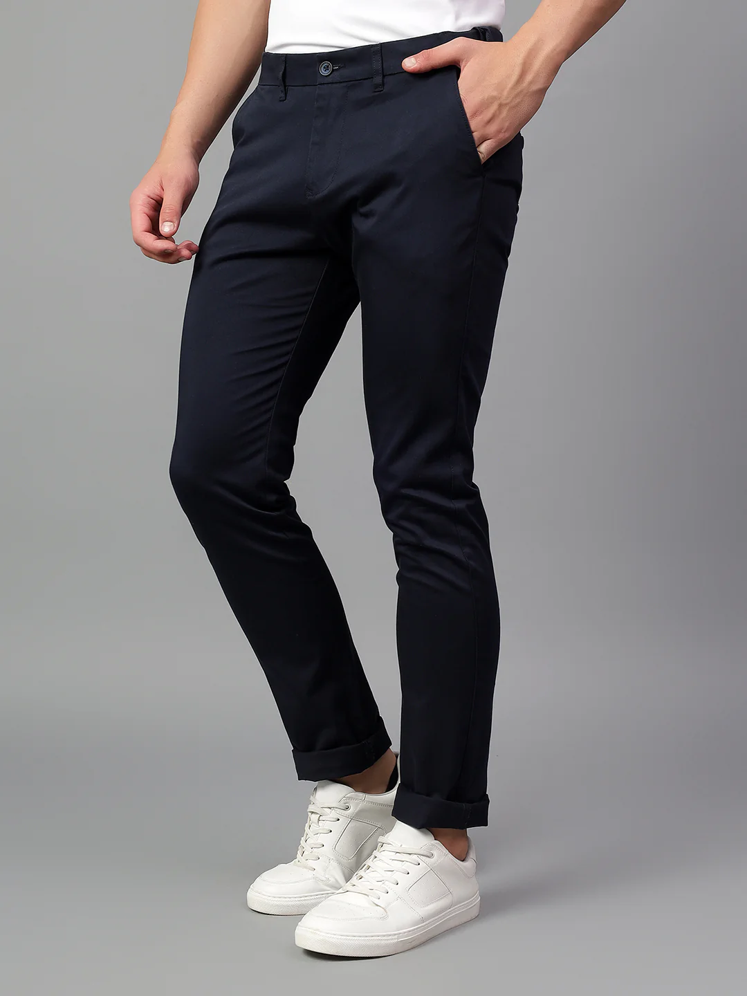 Casual Trouser for Men | Breathable & Soft with Color Fastness Regular Fit Cotton Blend Fabric Solid Pattern Button Closure - Image 3