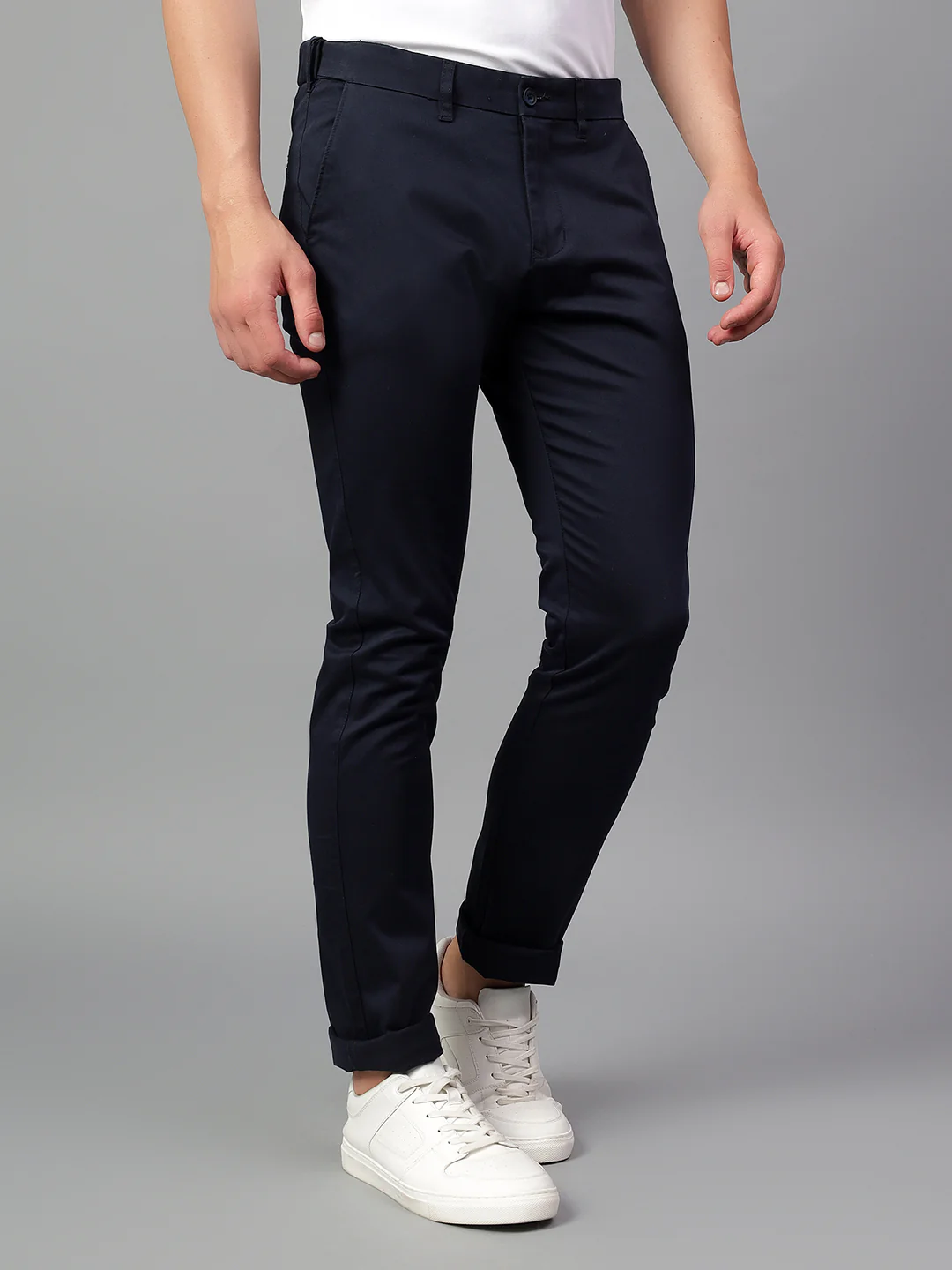 Casual Trouser for Men | Breathable & Soft with Color Fastness Regular Fit Cotton Blend Fabric Solid Pattern Button Closure - Image 4