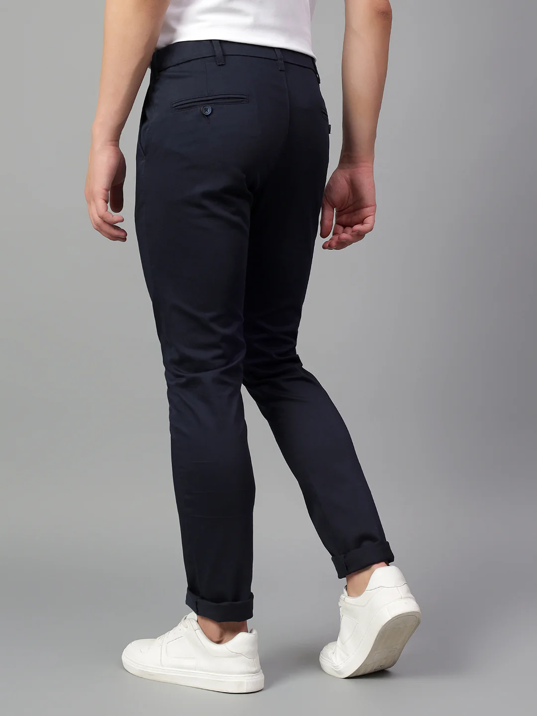Casual Trouser for Men | Breathable & Soft with Color Fastness Regular Fit Cotton Blend Fabric Solid Pattern Button Closure - Image 5