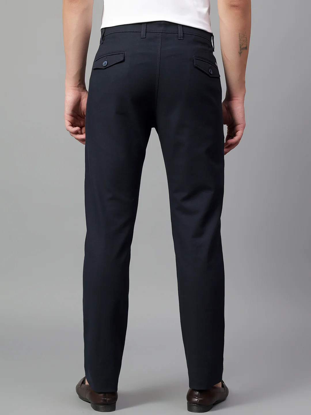 Casual Trouser for Men | Breathable & Soft with Color Fastness Regular Fit Cotton Blend Fabric Solid Pattern Button Closure - Image 3