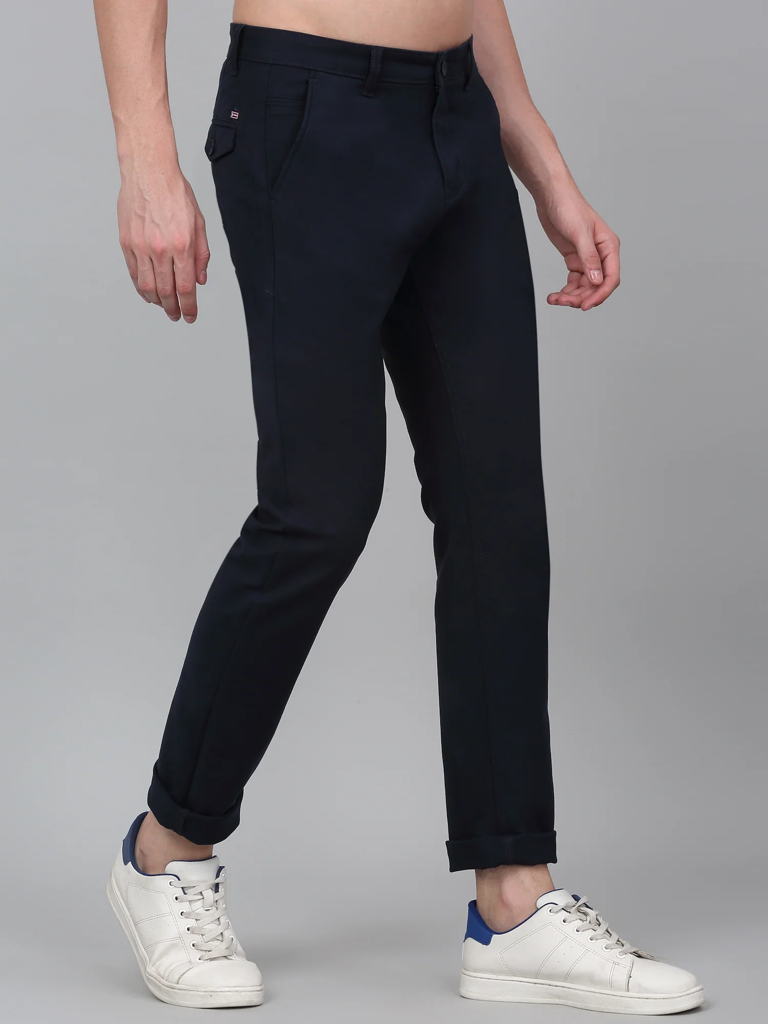 Casual Trouser for Men | Breathable & Soft with Color Fastness Regular Fit Cotton Blend Fabric Solid Pattern Button Closure - Image 3