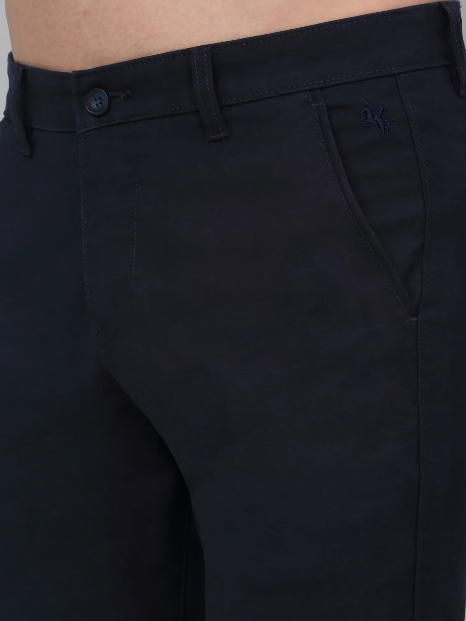 Casual Trouser for Men | Breathable & Soft with Color Fastness Regular Fit Cotton Blend Fabric Solid Pattern Button Closure - Image 5