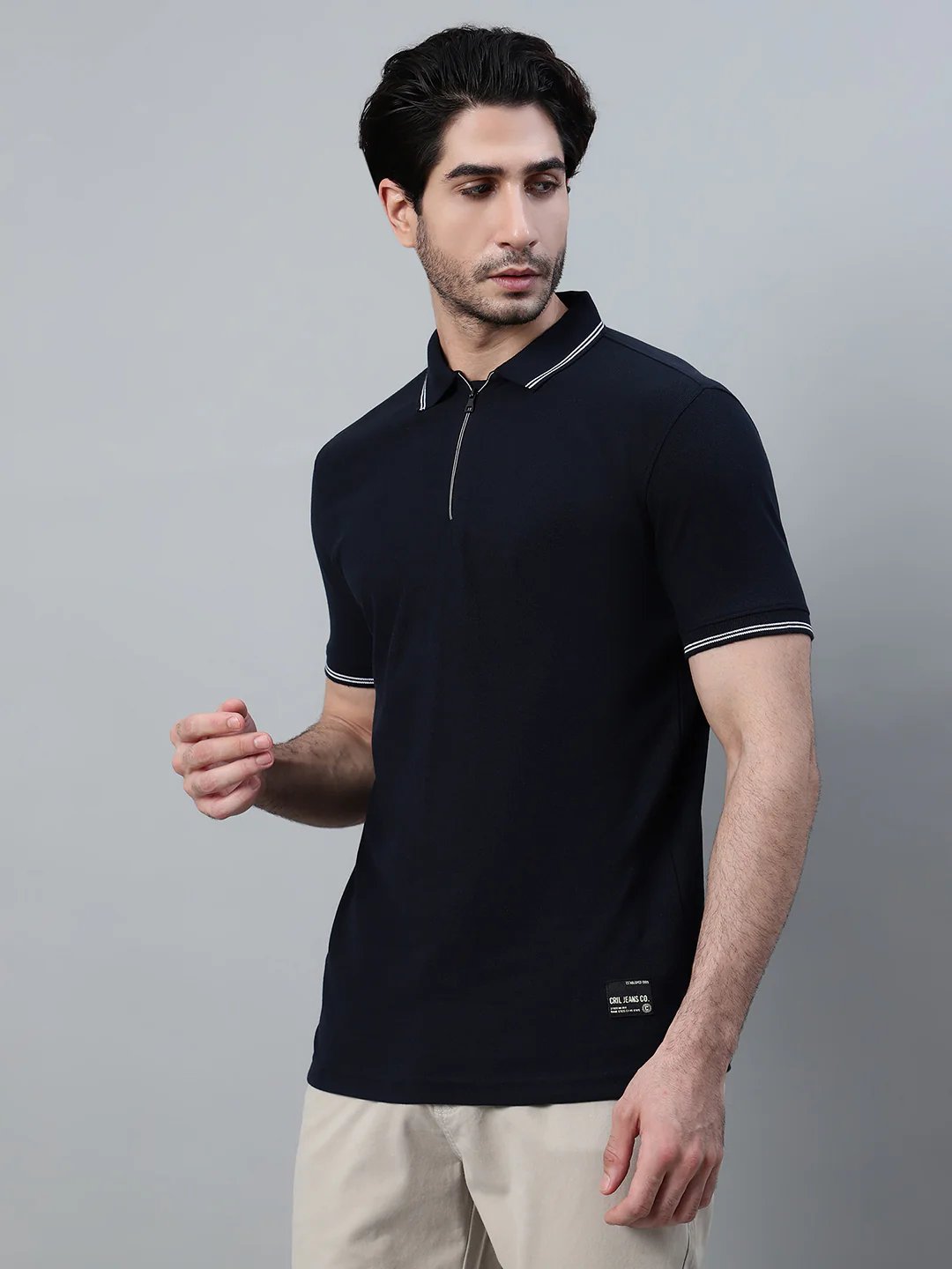 T-Shirt for Men | Breathable & Soft with Color Fastness Regular Fit Polo Neck Poly Cotton Fabric Solid Pattern - Image 3
