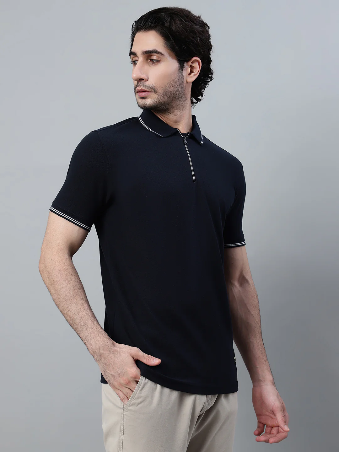 T-Shirt for Men | Breathable & Soft with Color Fastness Regular Fit Polo Neck Poly Cotton Fabric Solid Pattern - Image 4