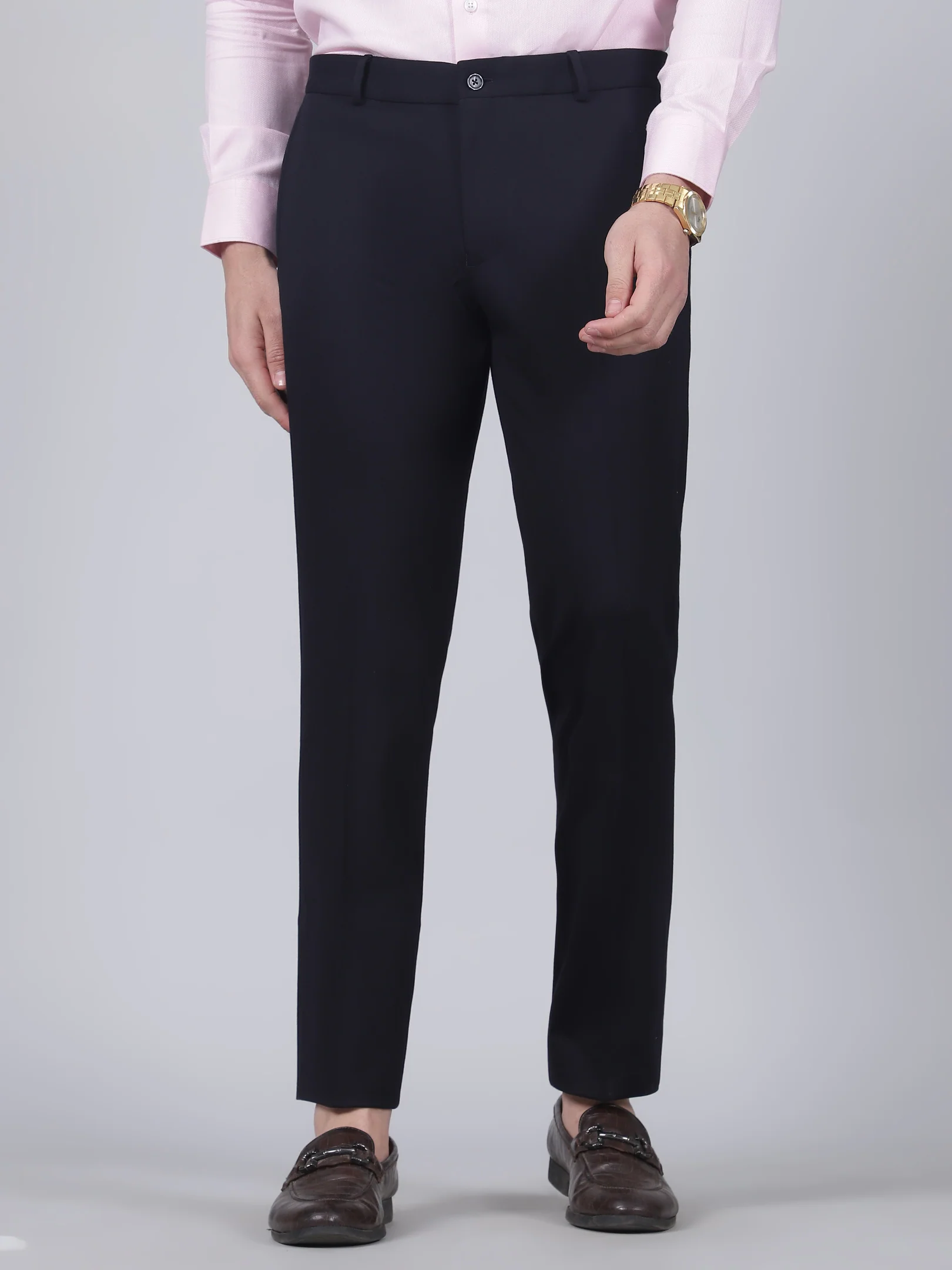 Formal Trouser for Men | Breathable & Soft with Color Fastness Regular Fit Rayon Fabric Solid Pattern Hook & Eye Closure - Image 2
