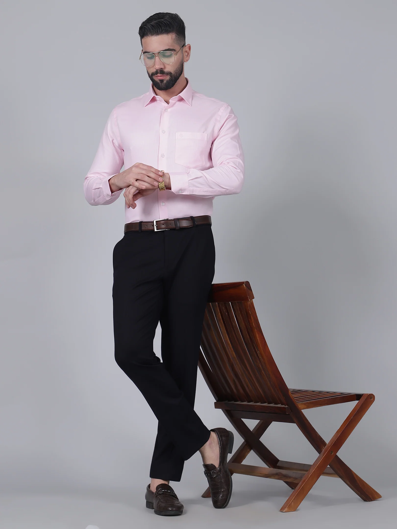 Formal Trouser for Men | Breathable & Soft with Color Fastness Regular Fit Rayon Fabric Solid Pattern Hook & Eye Closure - Image 9
