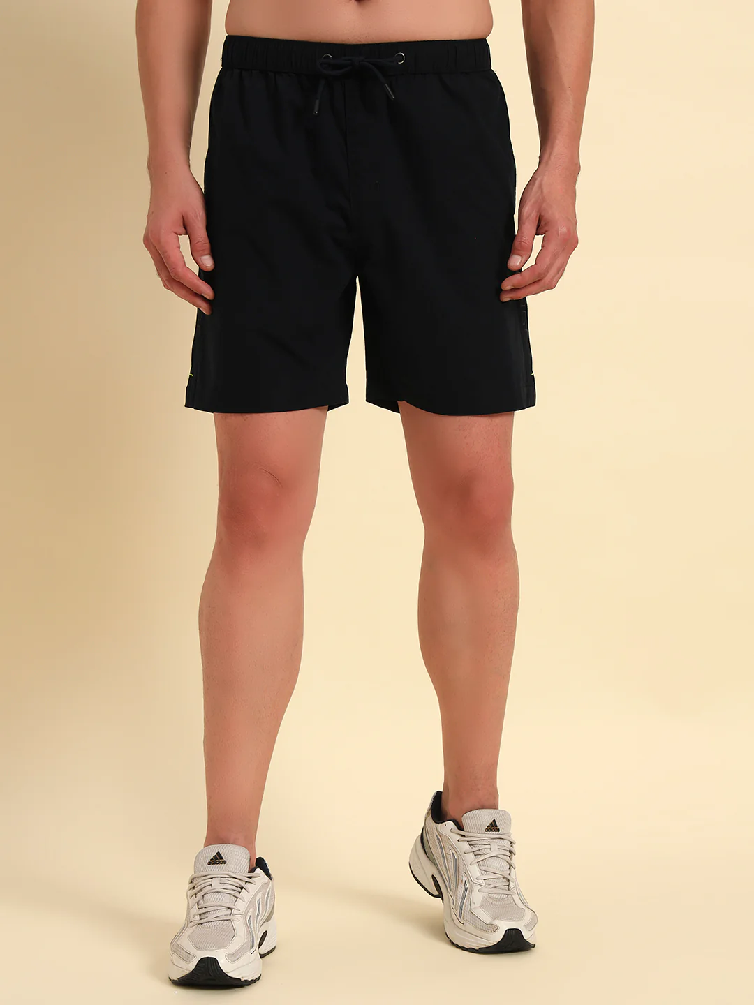 Men's Navy Blue Solid Regular Fit Casual Bermuda - Image 4
