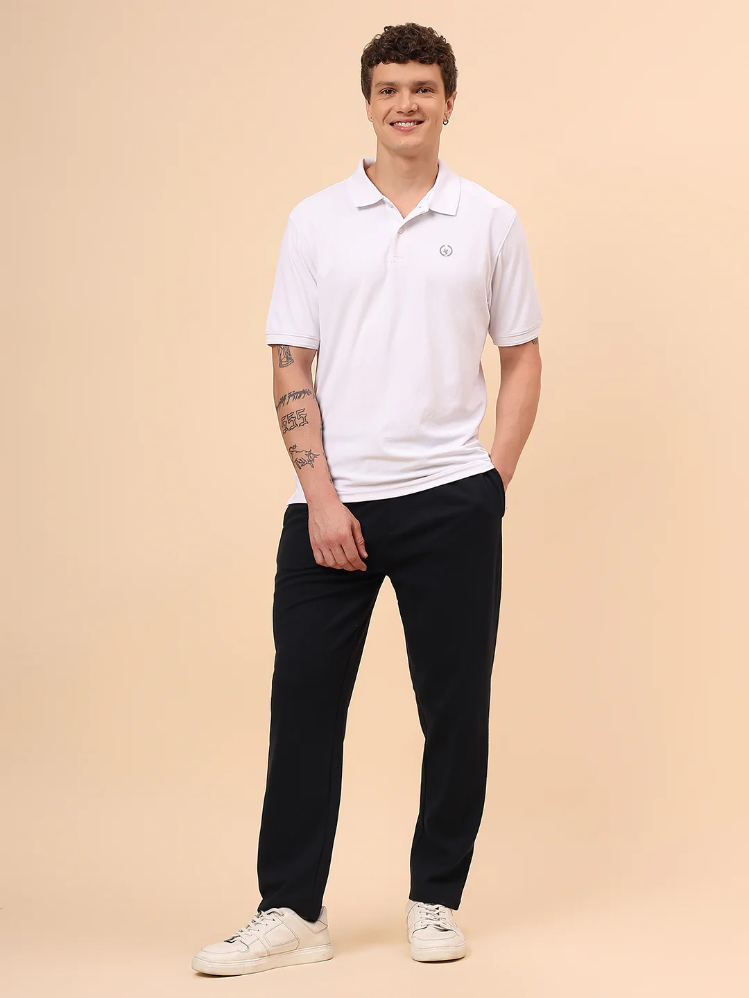 Men's Navy Blue Solid Regular Fit Casual Track Pant - Image 8