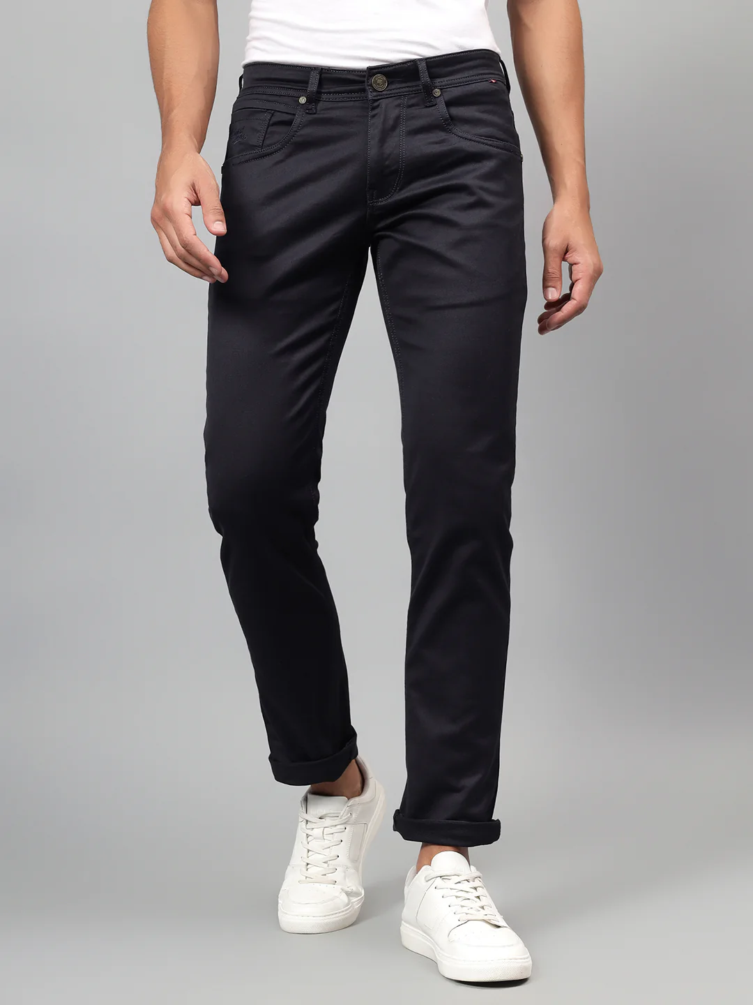 Denim Jeans for Men l Breathable & Soft with Color Fastness Ultra Narrow Fit Cotton Fabric Solid Pattern Button Closure - Image 3