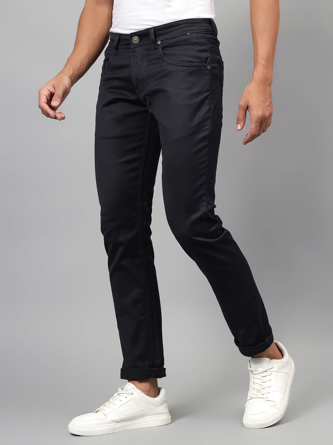 Denim Jeans for Men l Breathable & Soft with Color Fastness Ultra Narrow Fit Cotton Fabric Solid Pattern Button Closure - Image 4