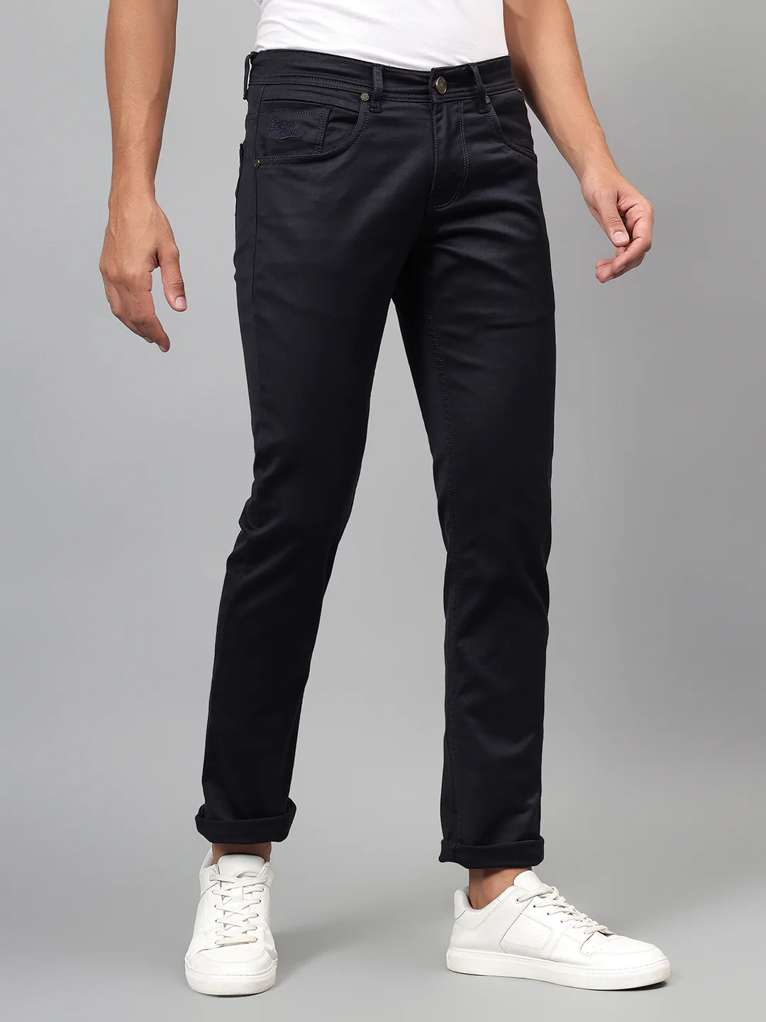 Denim Jeans for Men l Breathable & Soft with Color Fastness Ultra Narrow Fit Cotton Fabric Solid Pattern Button Closure - Image 5