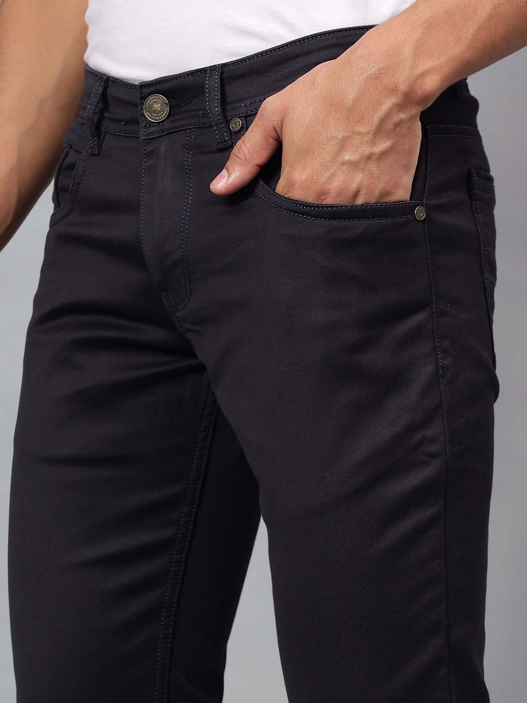 Denim Jeans for Men l Breathable & Soft with Color Fastness Ultra Narrow Fit Cotton Fabric Solid Pattern Button Closure - Image 6