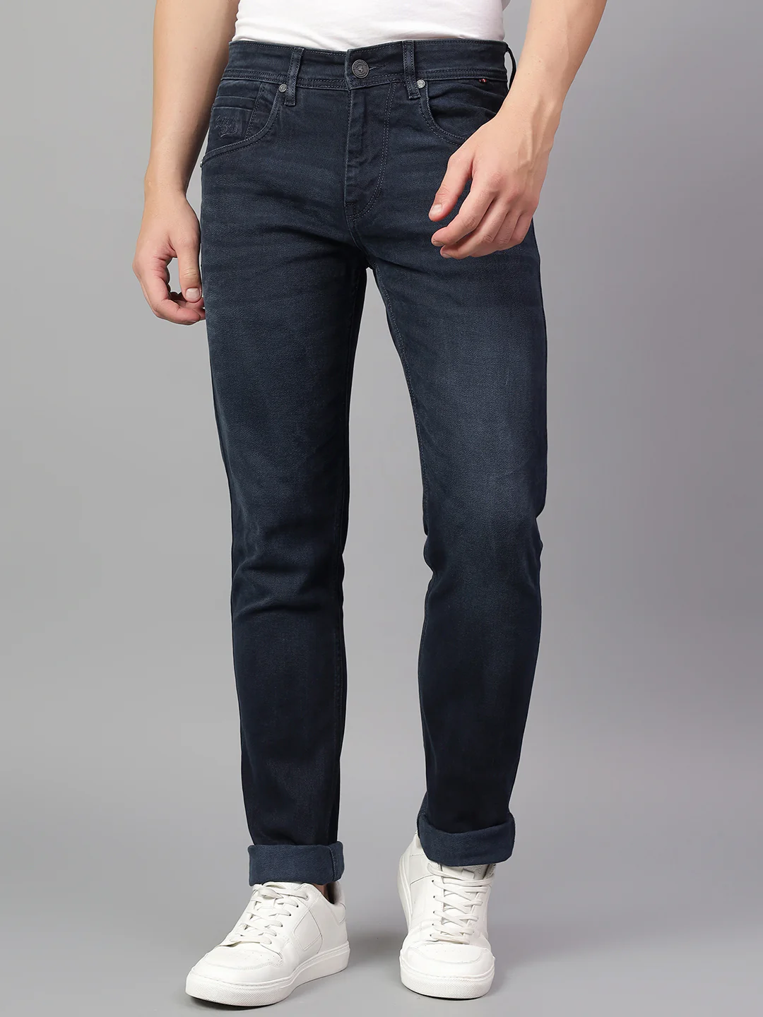 Denim Jeans for Men l Breathable & Soft with Color Fastness Ultra Narrow Fit Cotton Fabric Solid Pattern Button Closure - Image 2